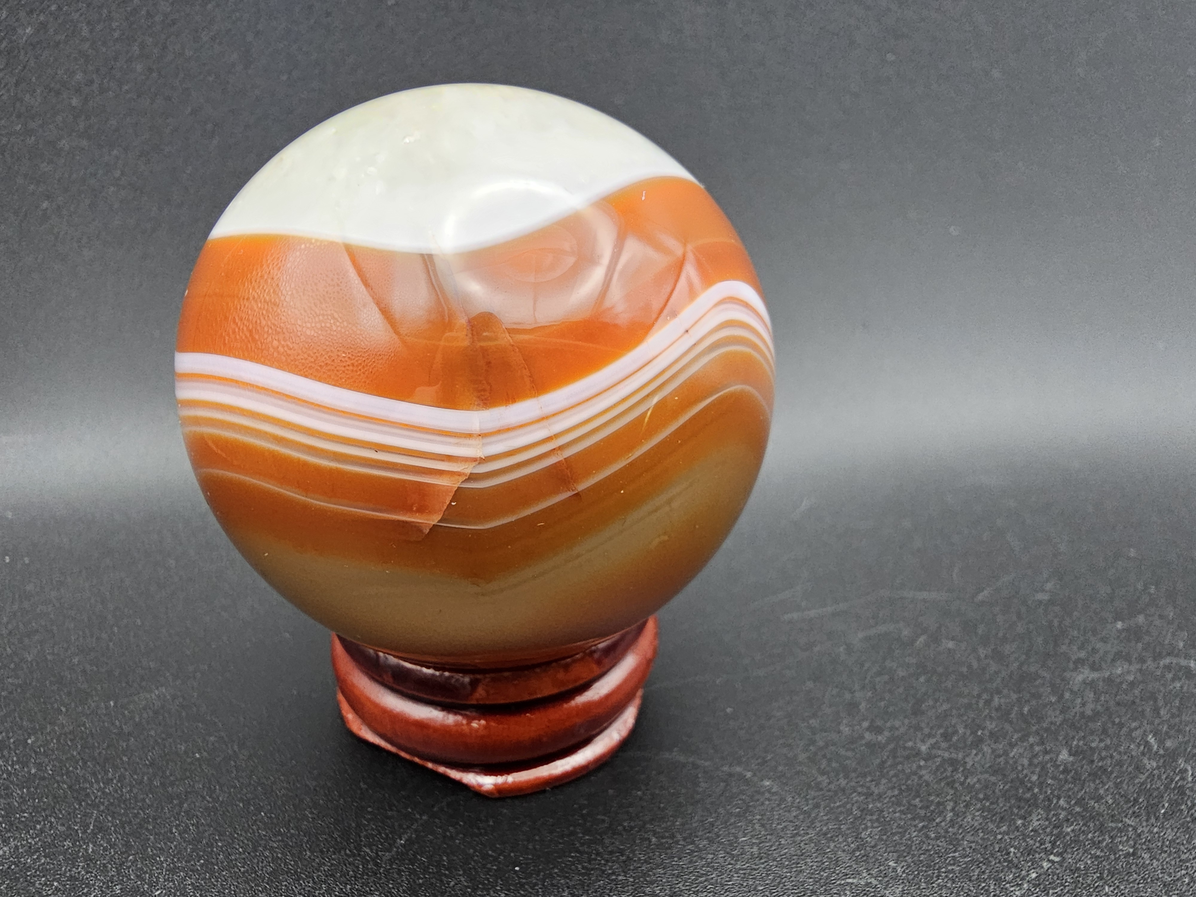 This Carnelian Quartz Sphere Has Incredible Details! 