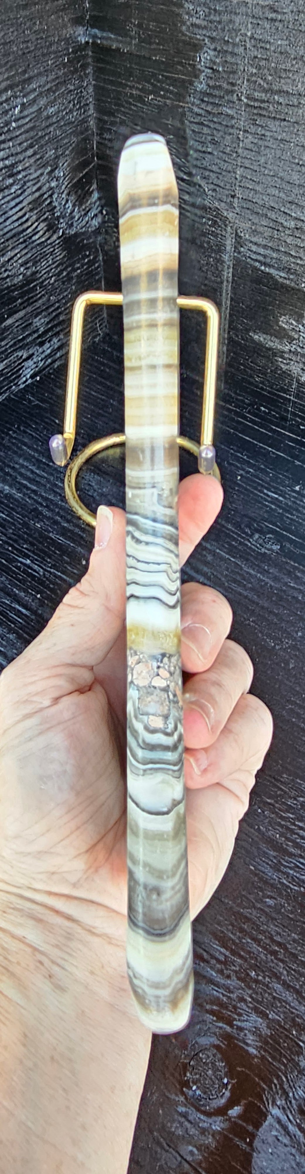 Absolutely stunning banded calcite crescent moon