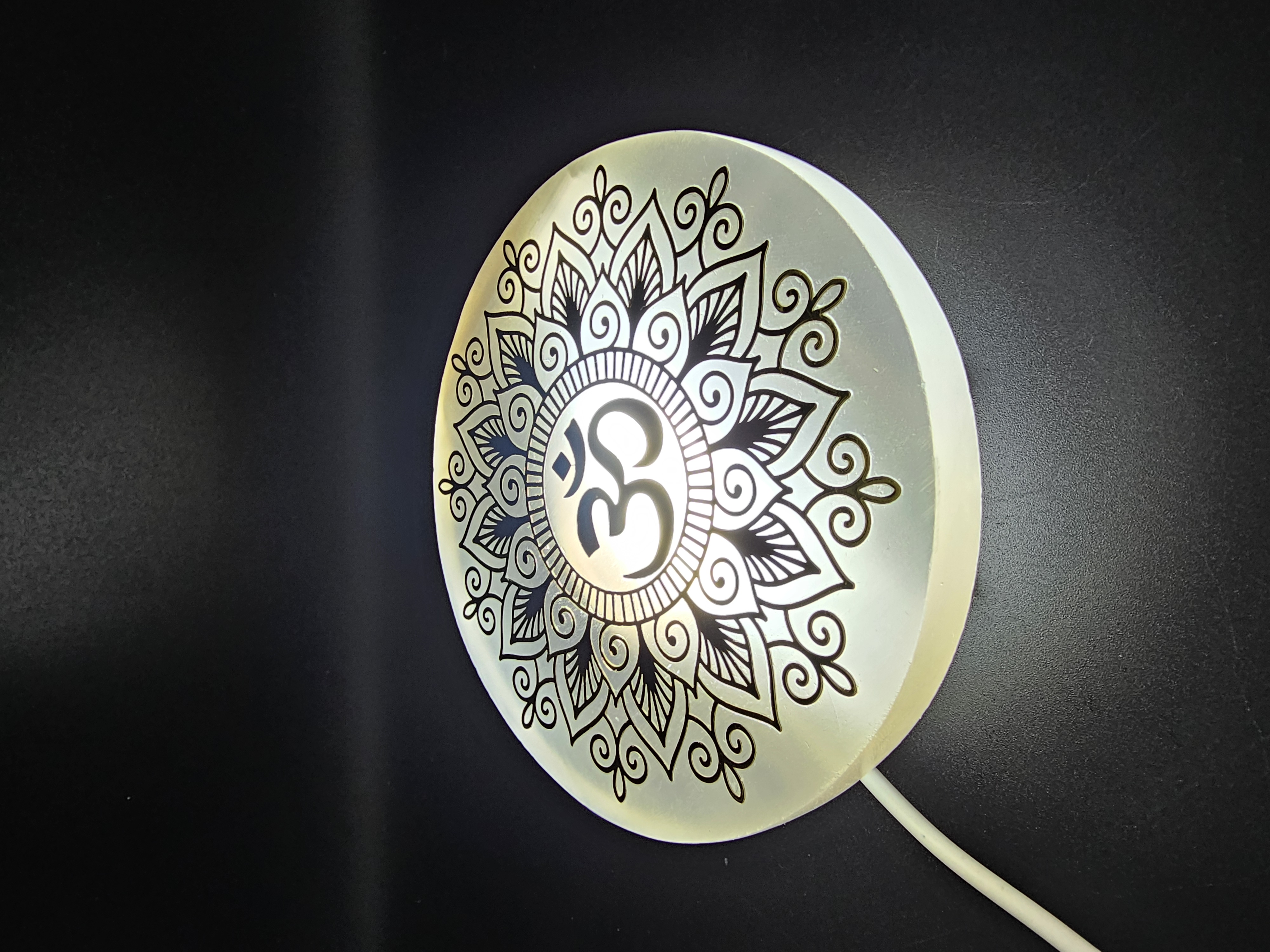 OM Selenite Crystal Charging and Cleansing Plate