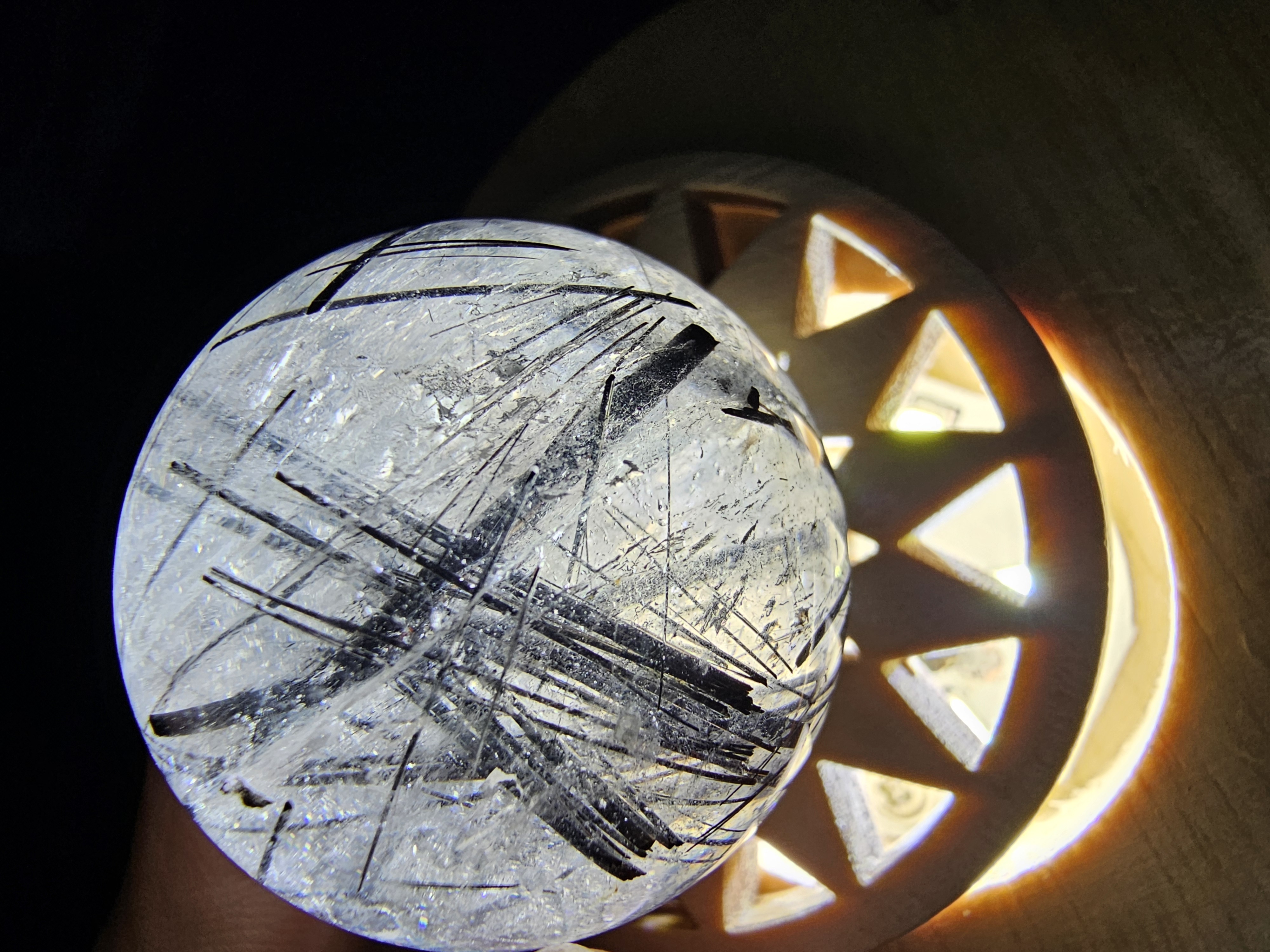 High Quality Black Tourmaline Rutile Quartz Sphere