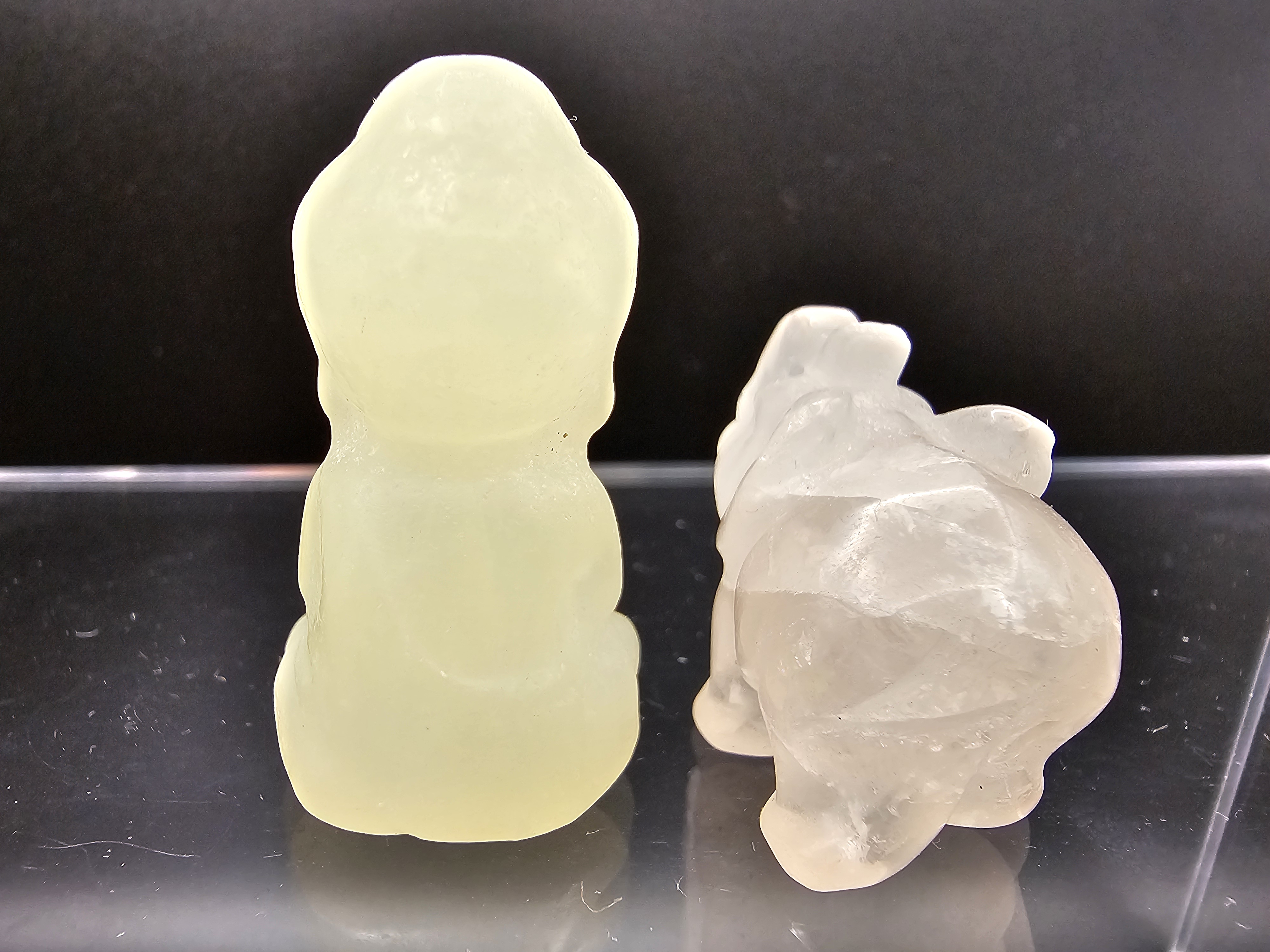 Meditating Buddha and Rose Quartz Elephant set