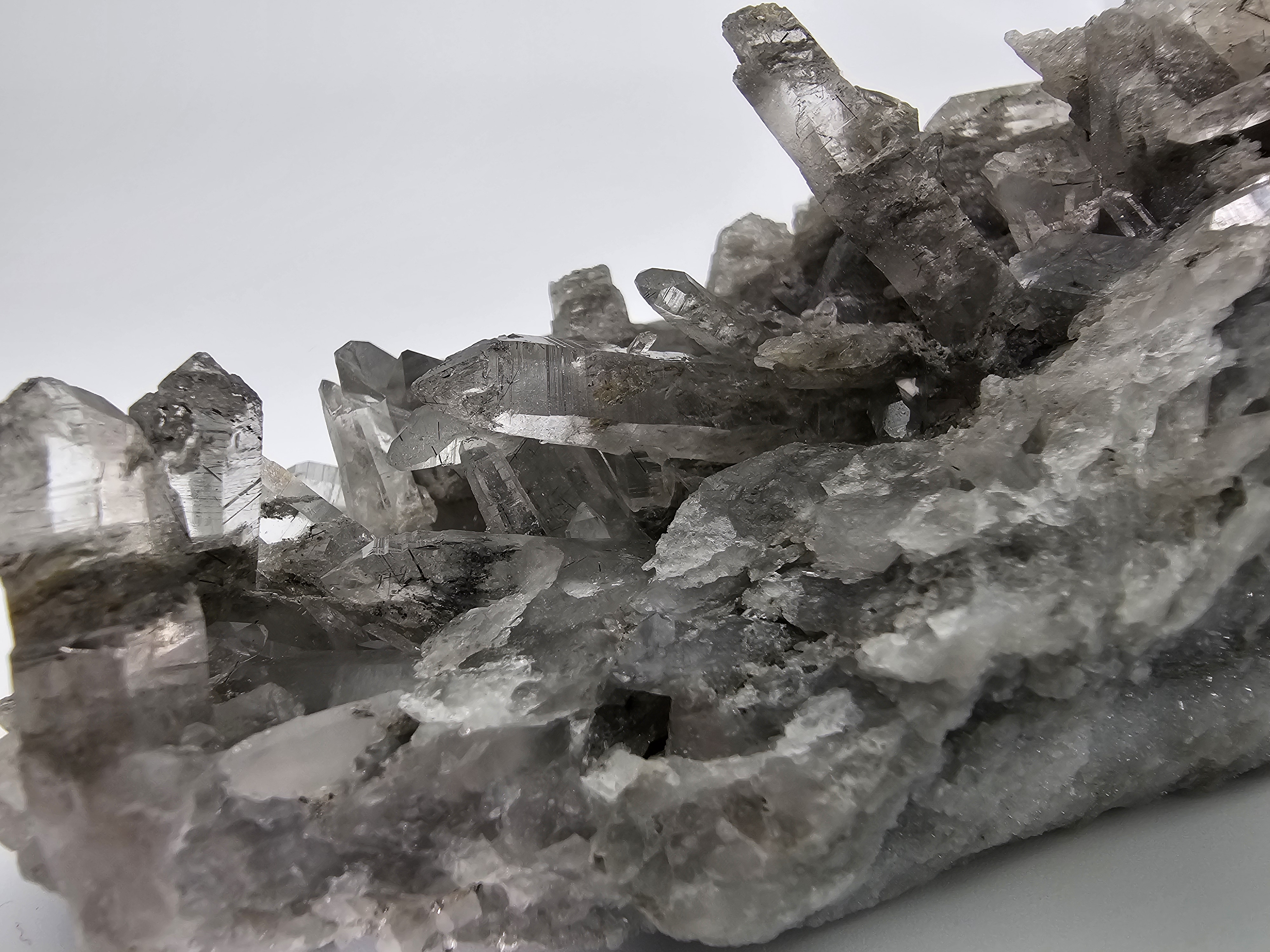 Raw Garden Quartz Specimen With Black Rutile, Free Holder!