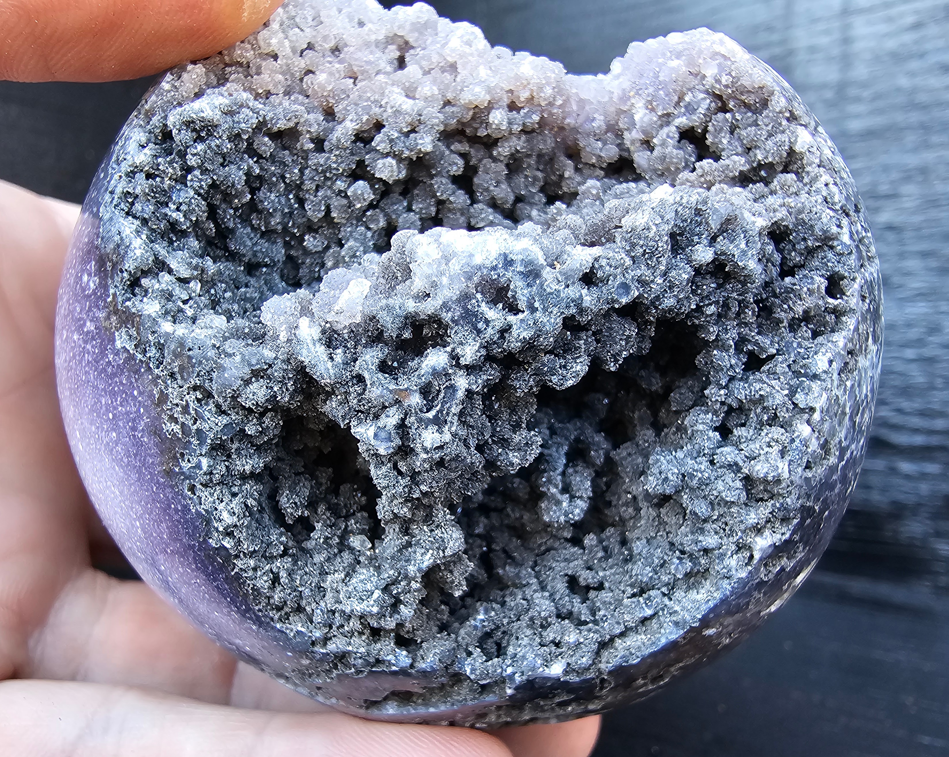 Large, beautiful grape agate sphere