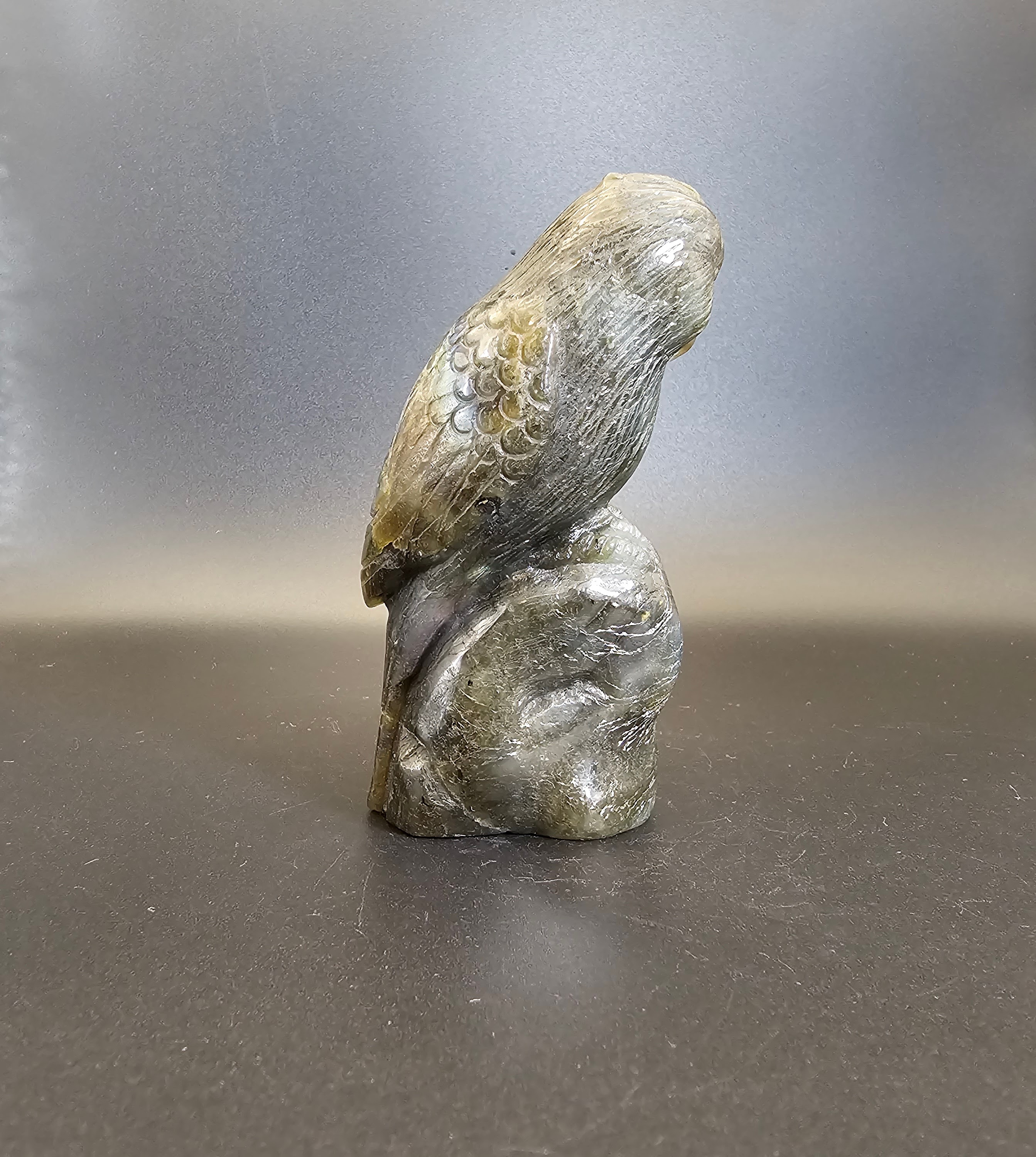 Hand Carved Labradorite Parakeet