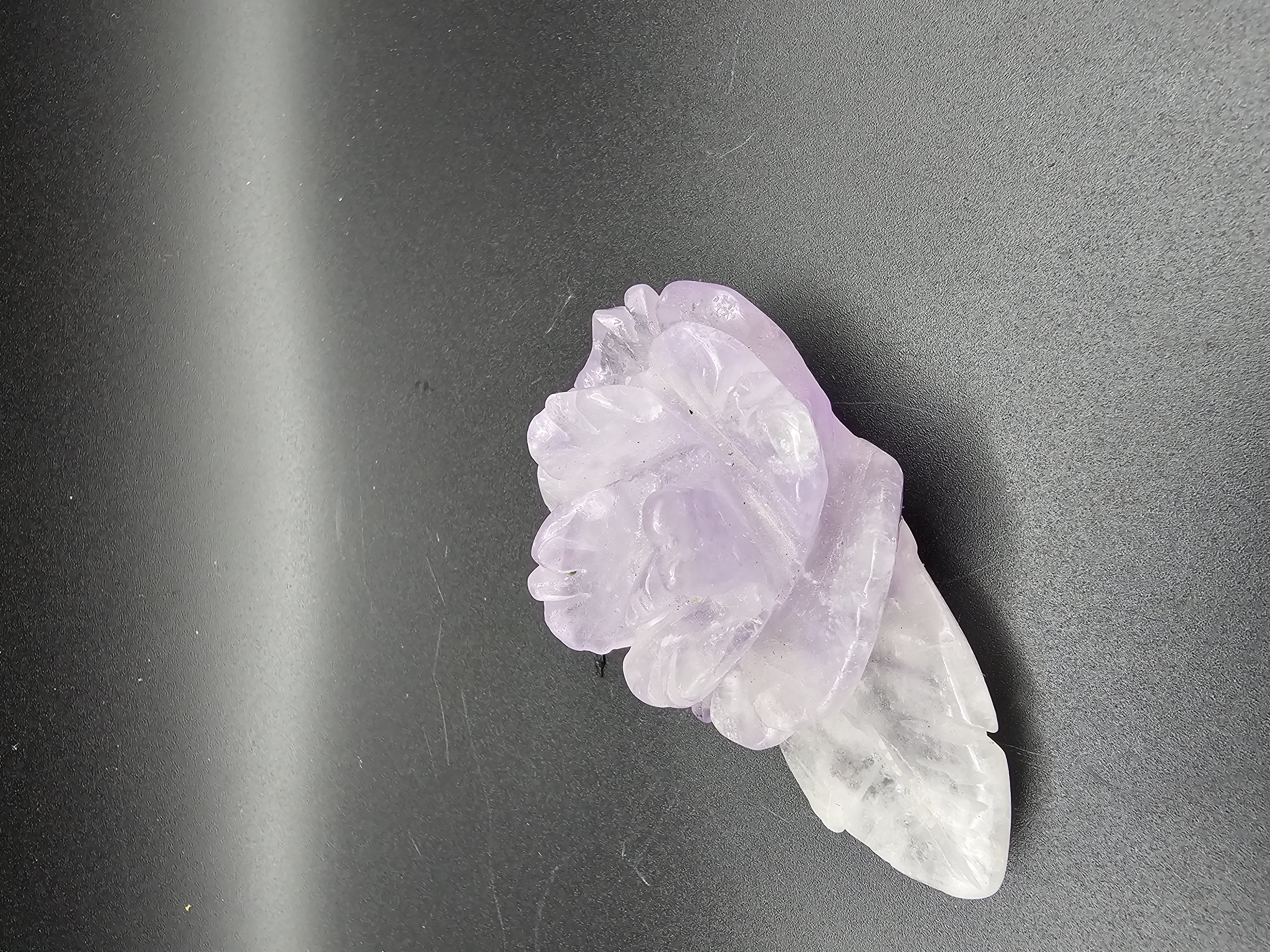 Beautiful, Detailed Amethyst Rose Carving