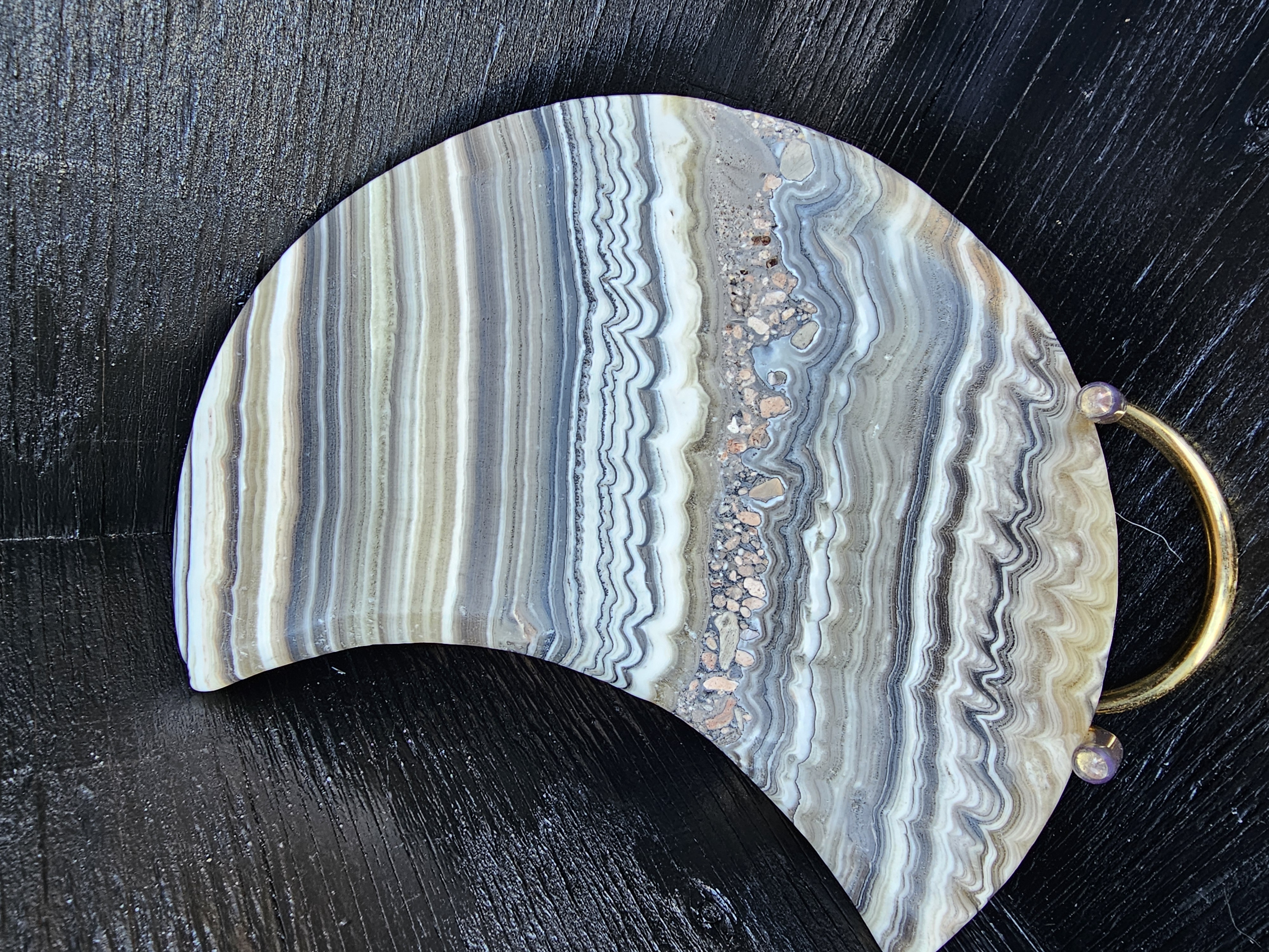 Absolutely stunning banded calcite crescent moon