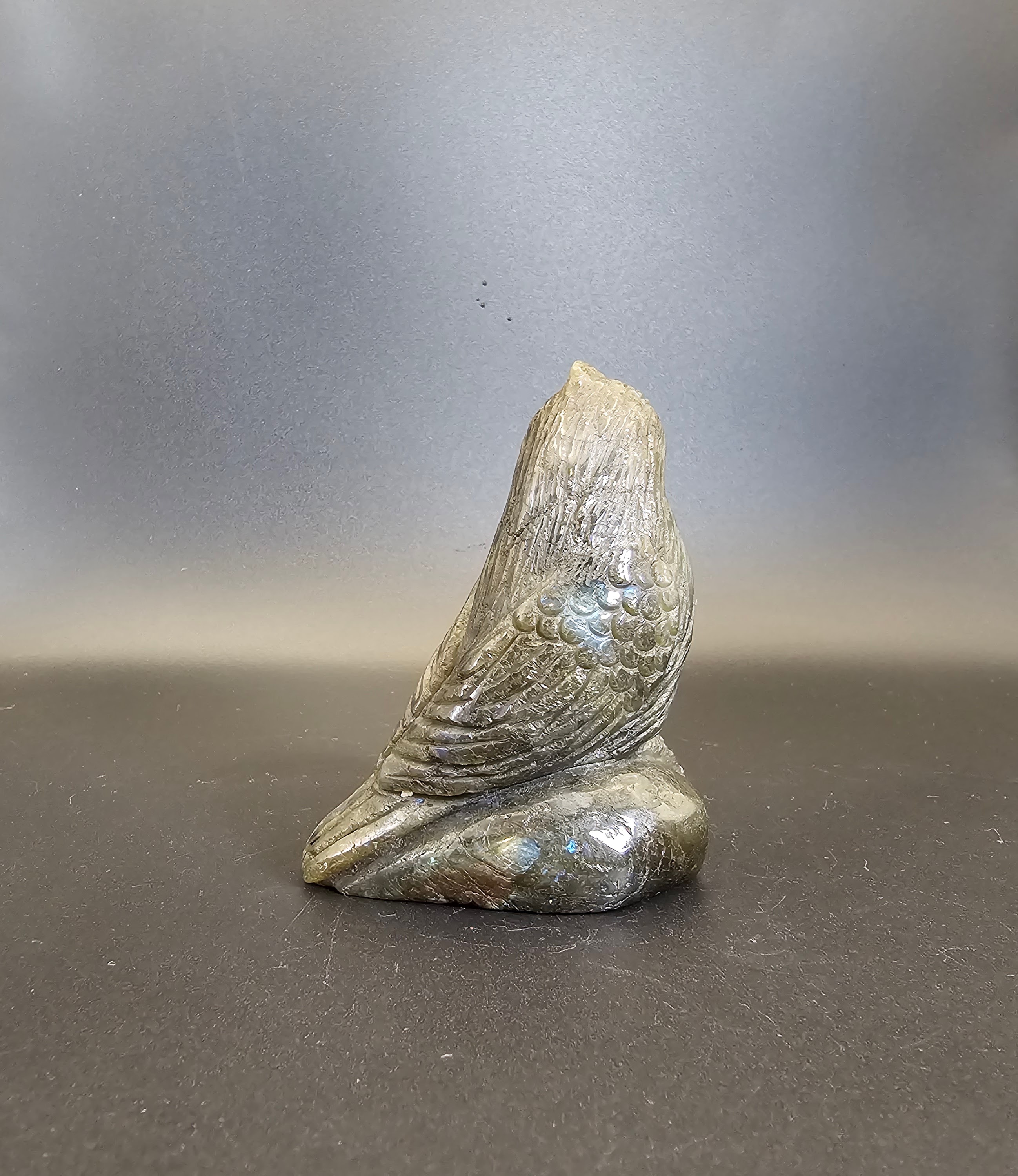 Hand Carved Labradorite Parakeet