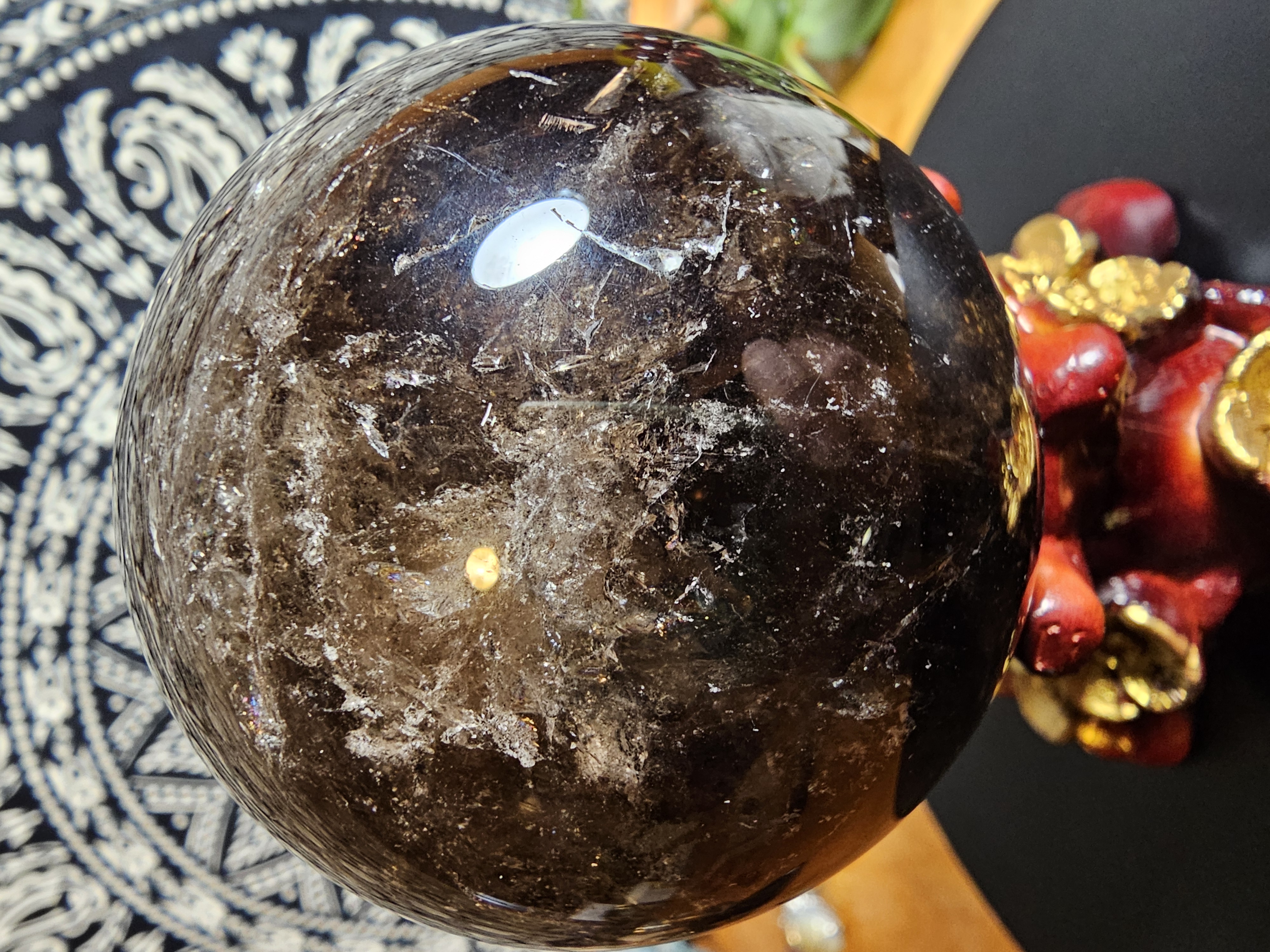 Absolutely Stunning Black Rose Quartz sphere