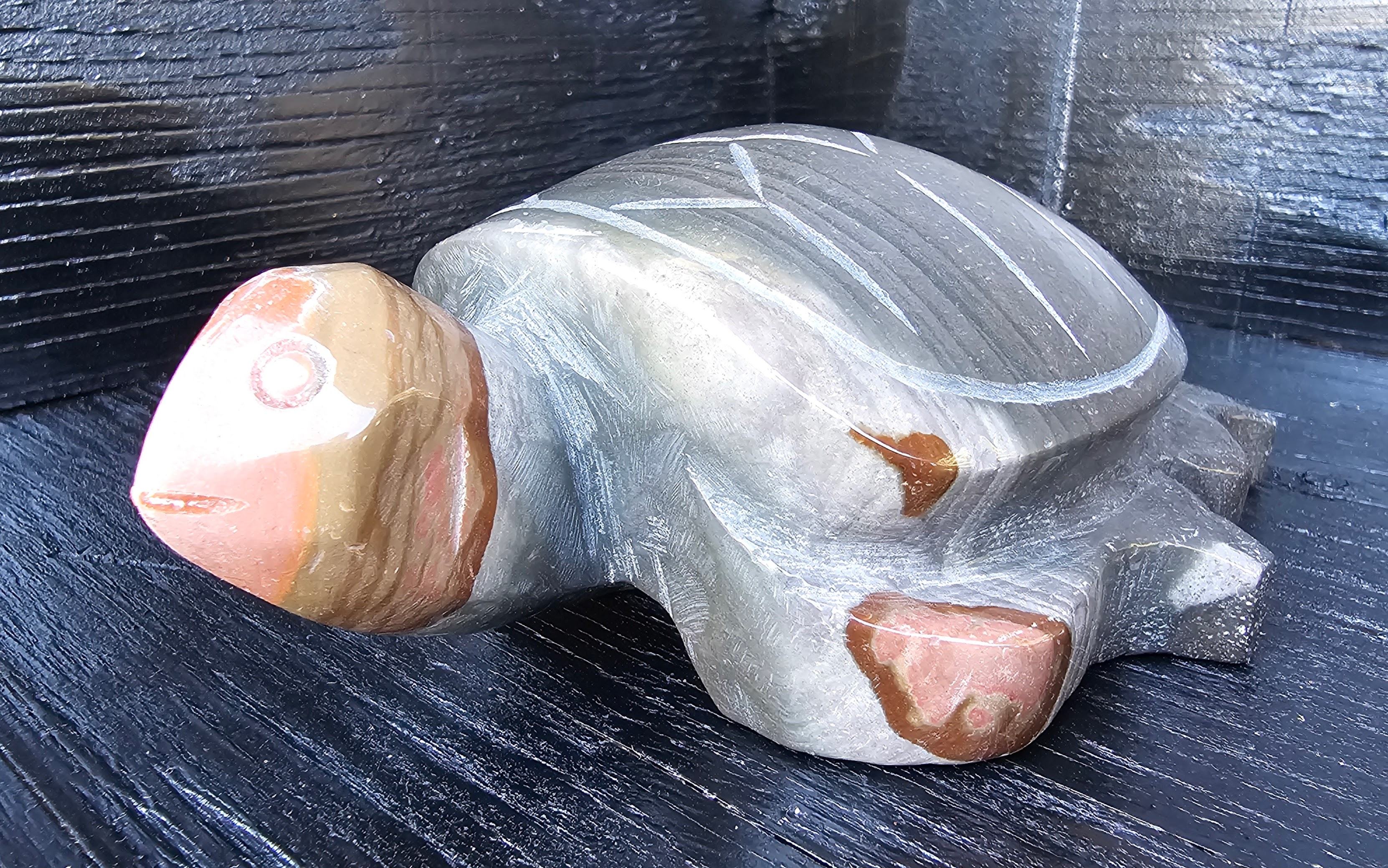 Very heavy Polychrome Jasper Sea turtle. 