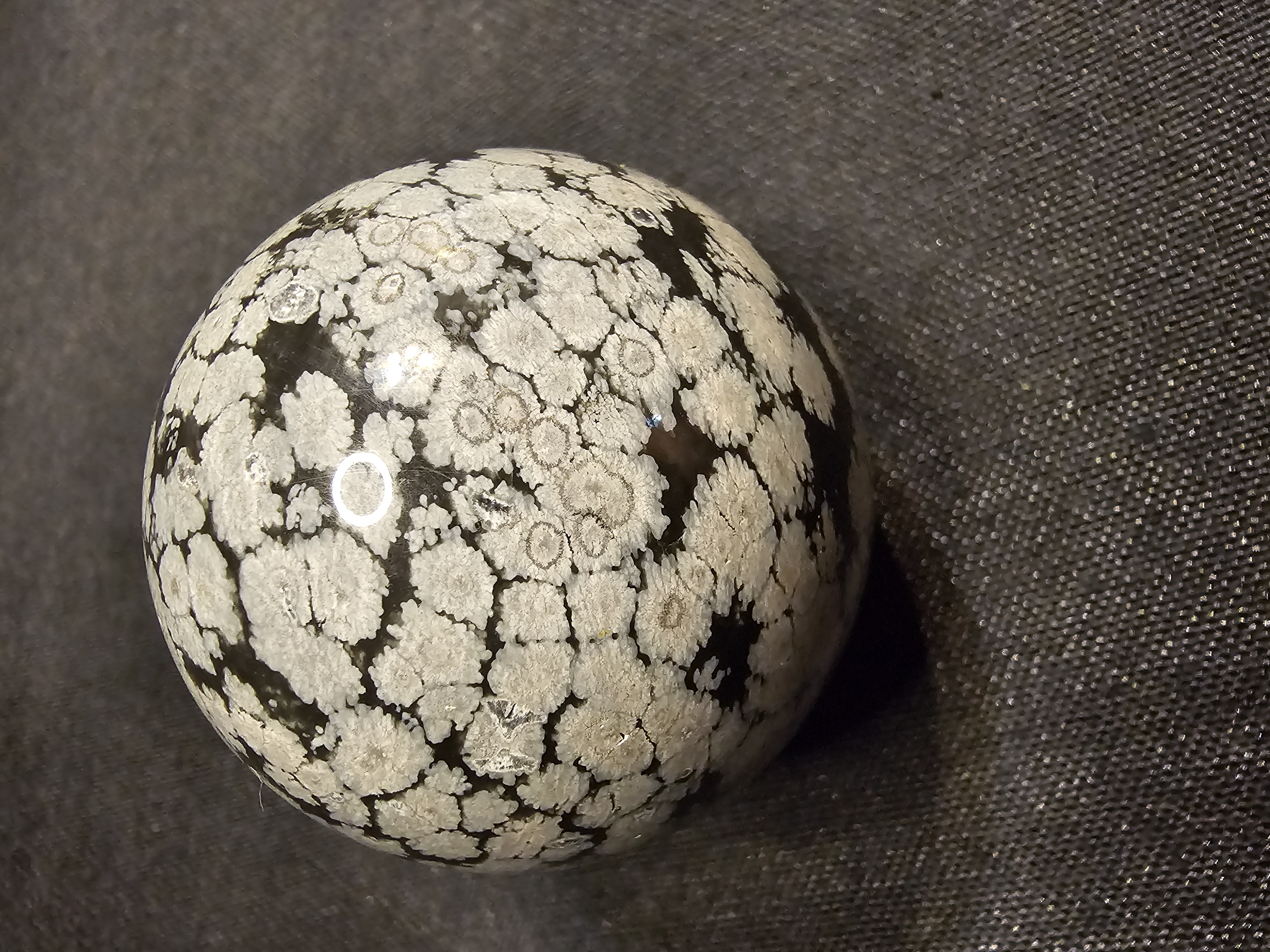 Stunning 2 inch Snowflake obsidian sphere
