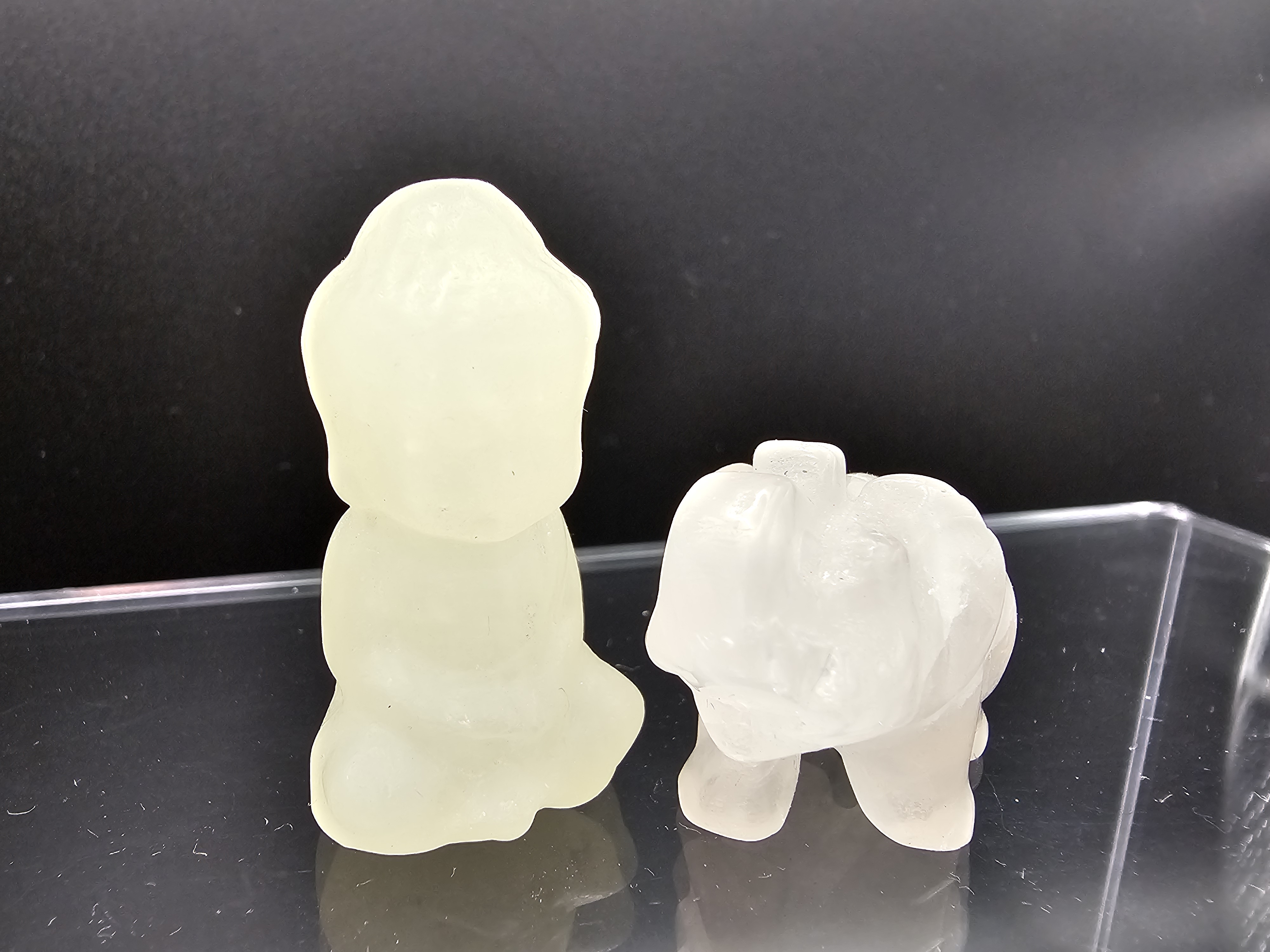 Meditating Buddha and Rose Quartz Elephant set