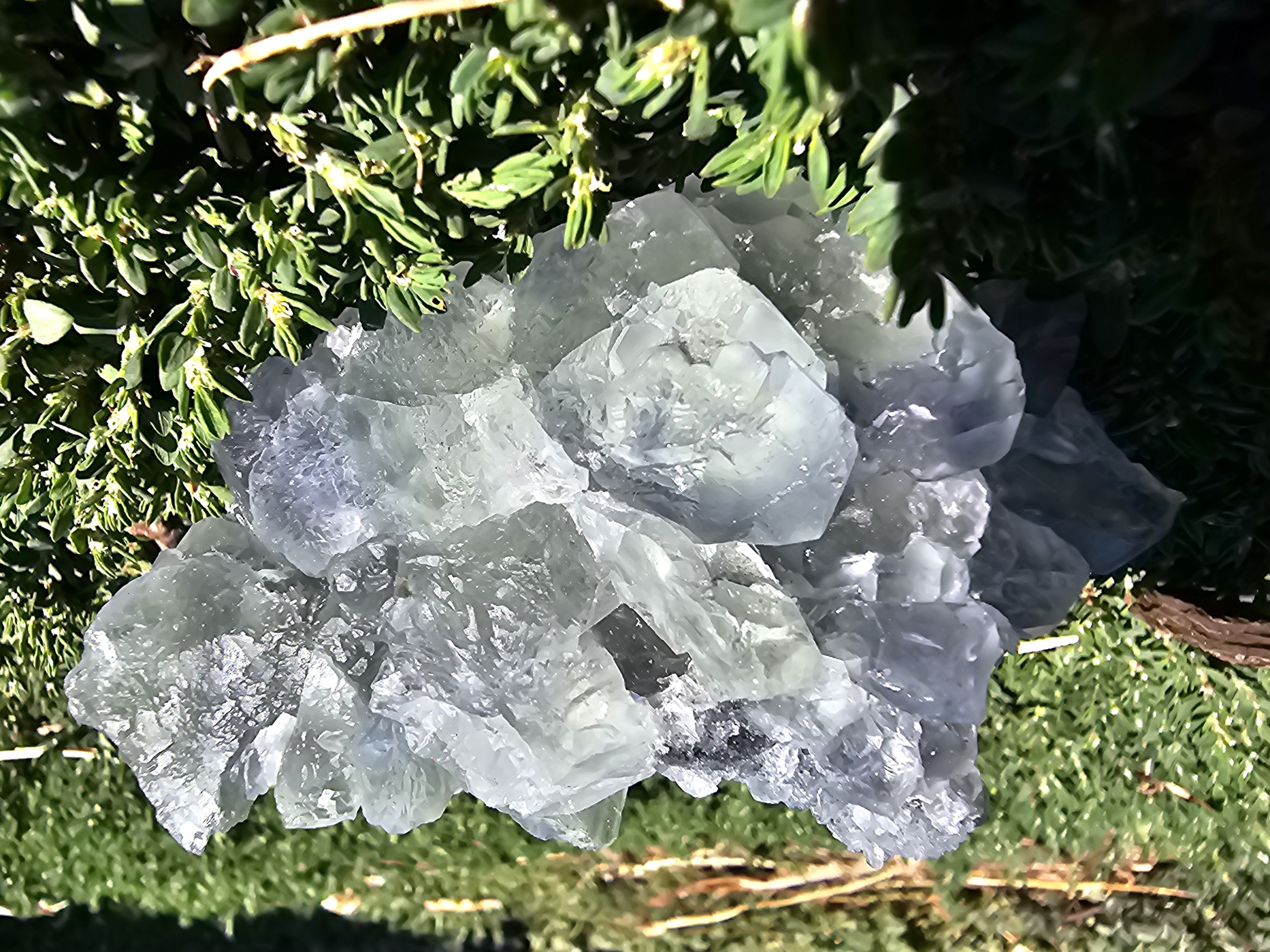 Natural, gorgeous, baby blue and purple Raw Fluorite Crystal with beautiful and intricate baby quartz crystal clusters