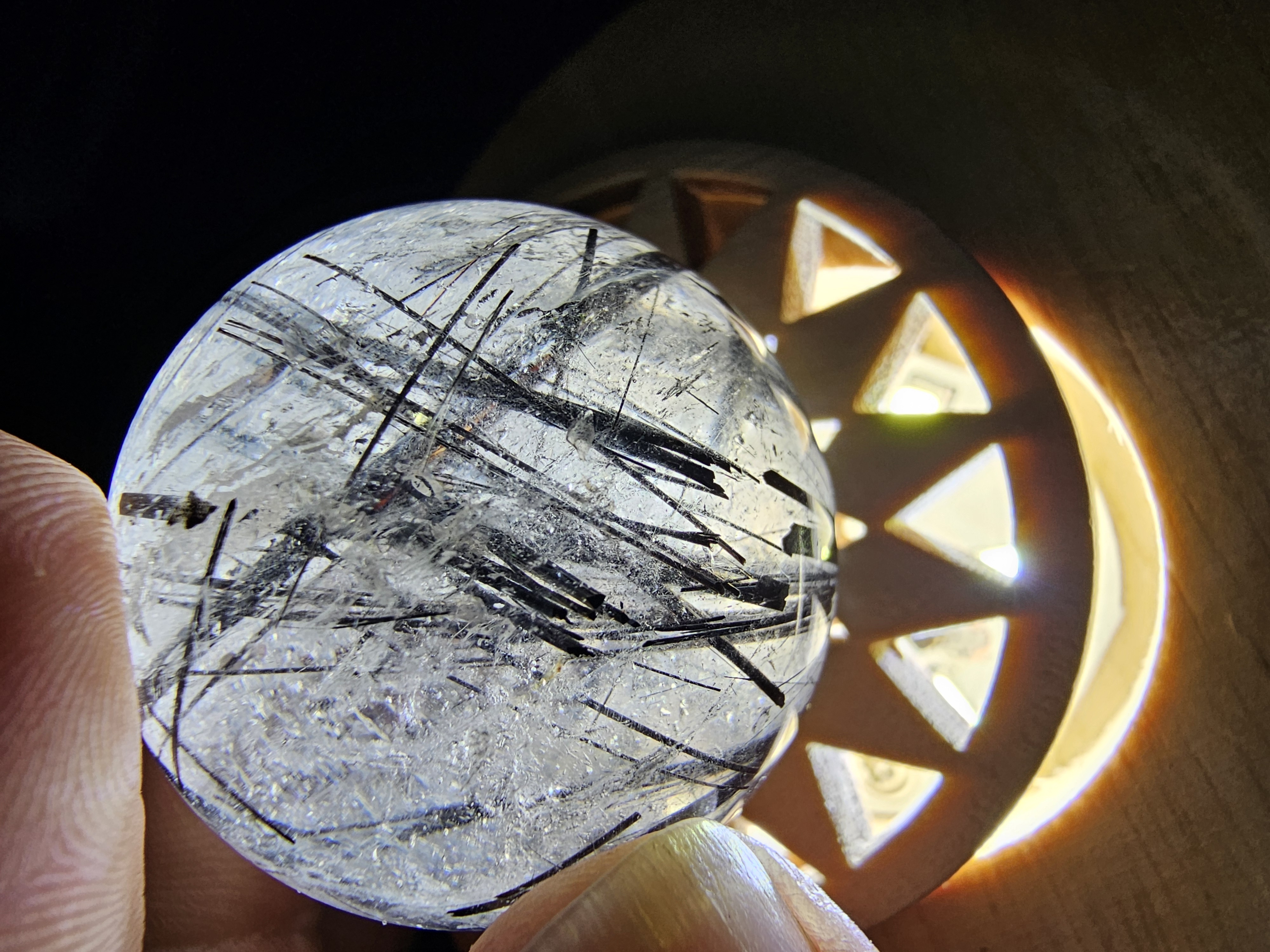 High Quality Black Tourmaline Rutile Quartz Sphere