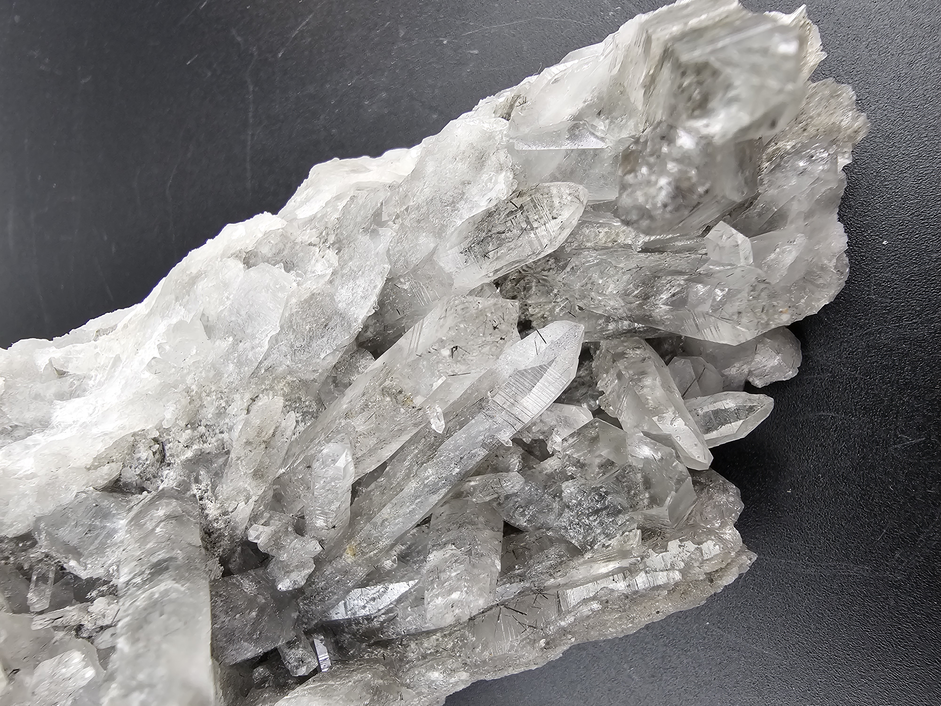 Raw Garden Quartz Specimen With Black Rutile, Free Holder!