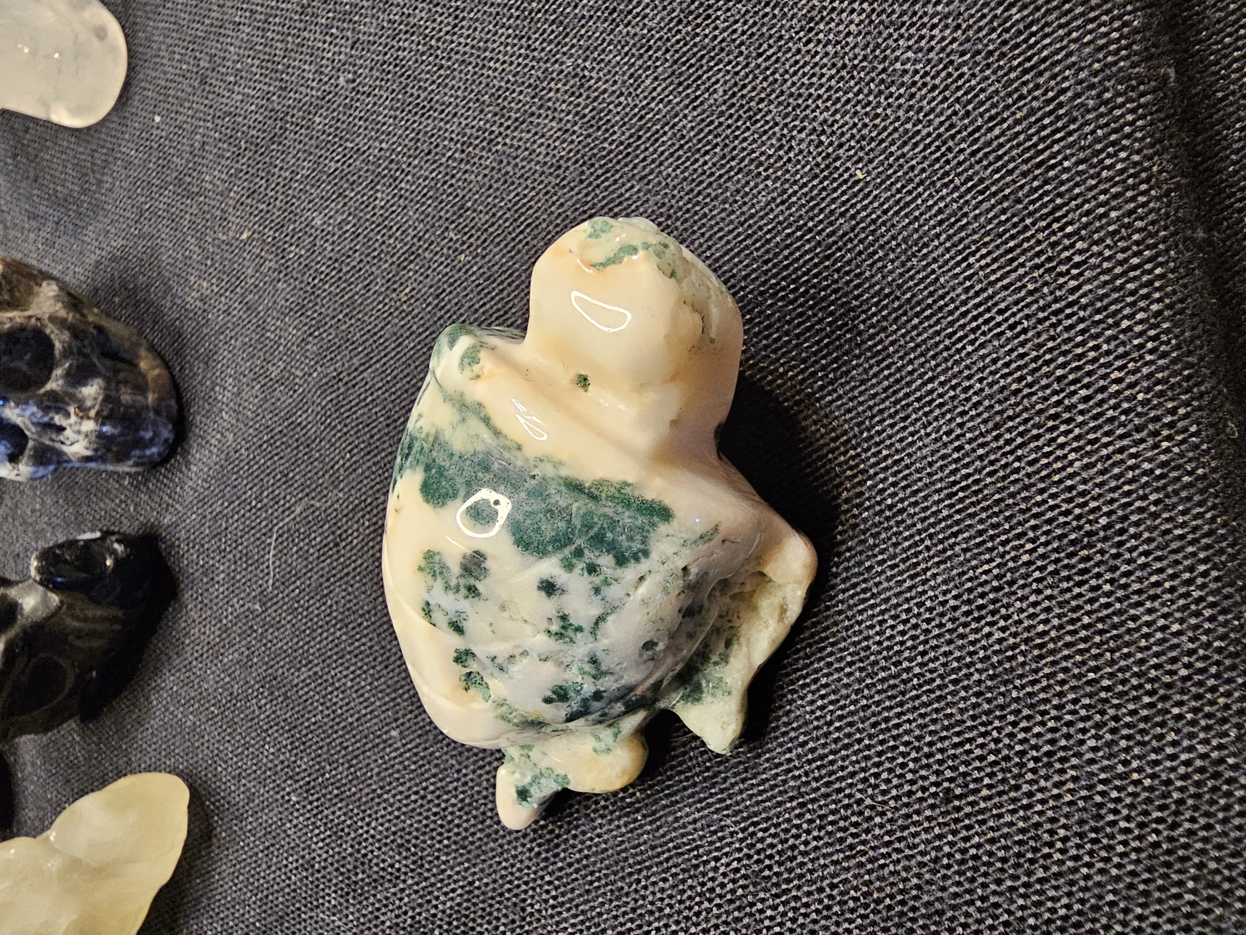 Adorable, detailed green moss agate sea turtle