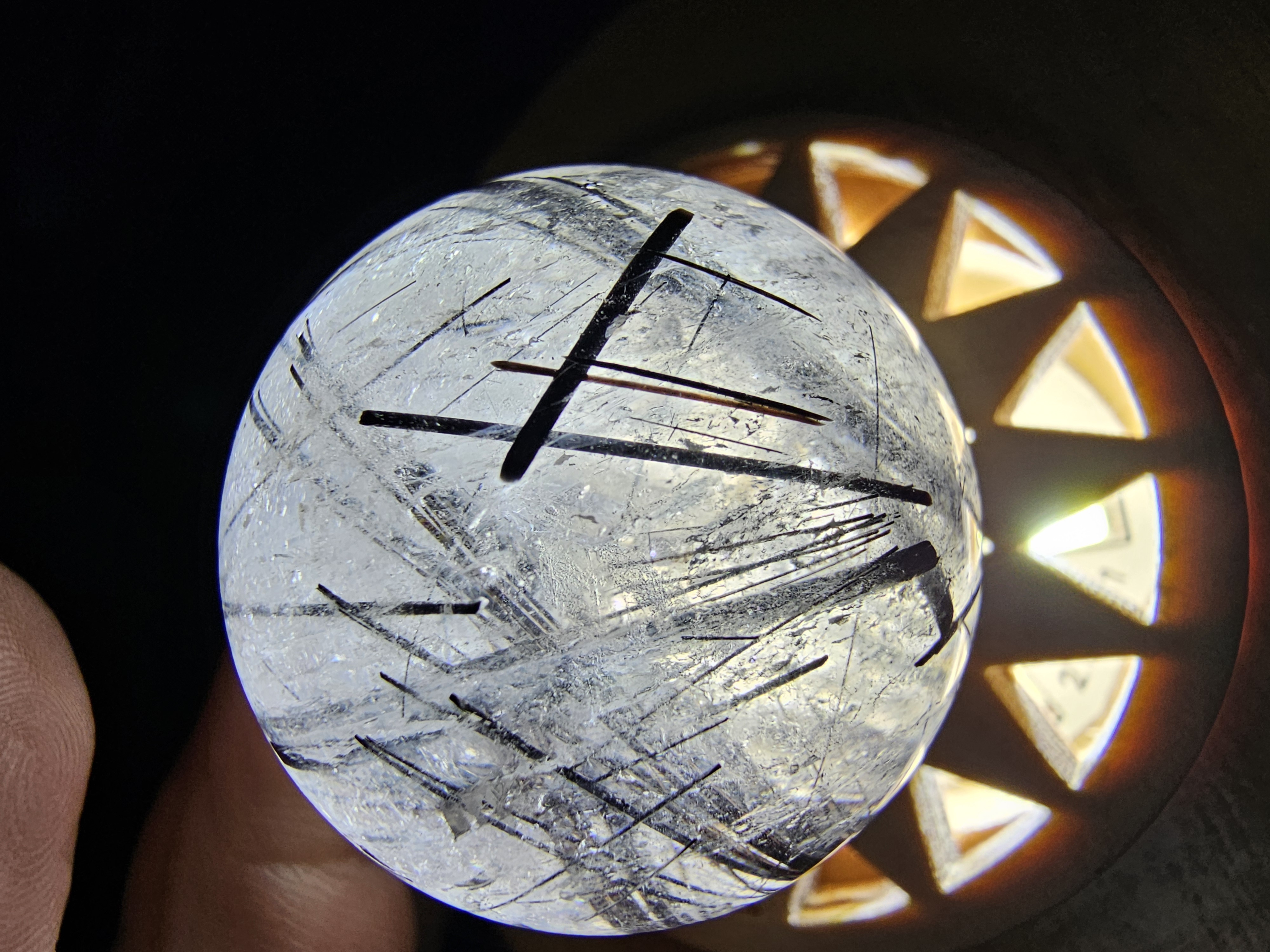 High Quality Black Tourmaline Rutile Quartz Sphere