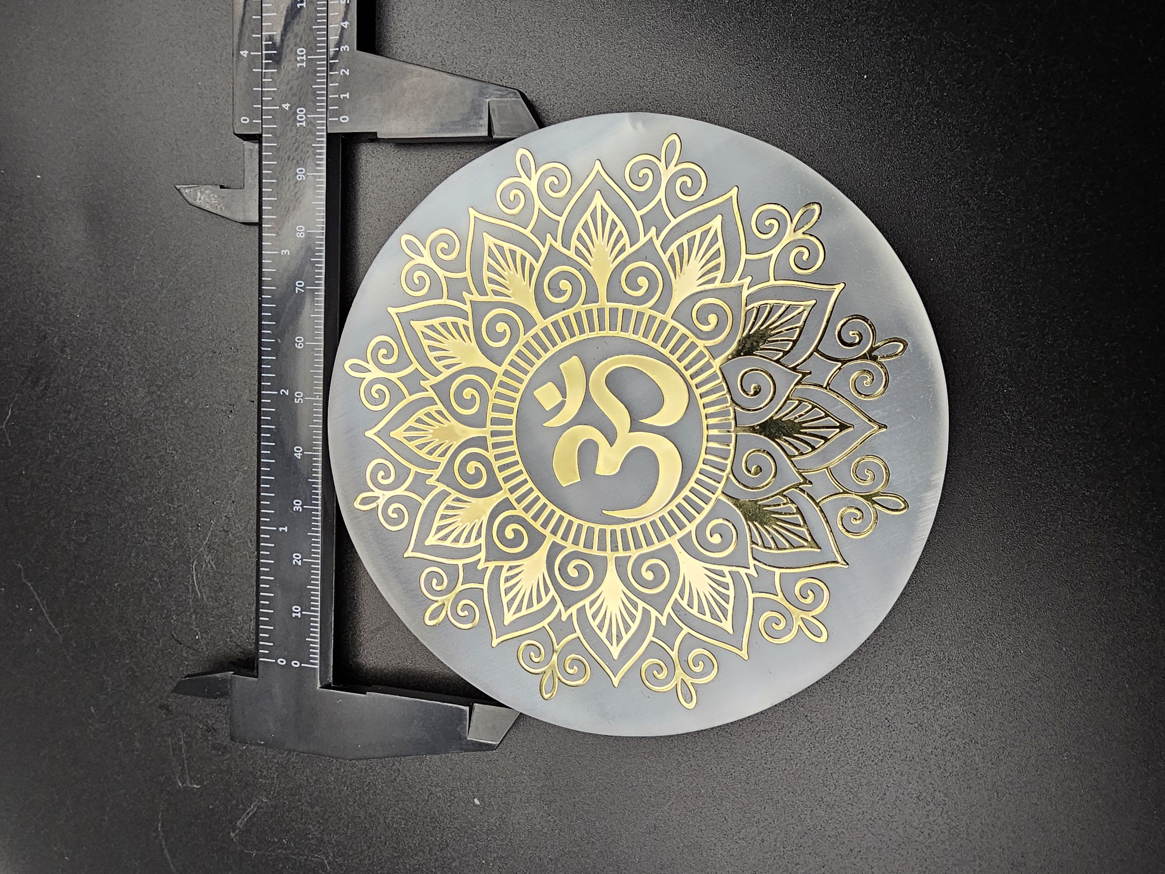 OM Selenite Crystal Charging and Cleansing Plate