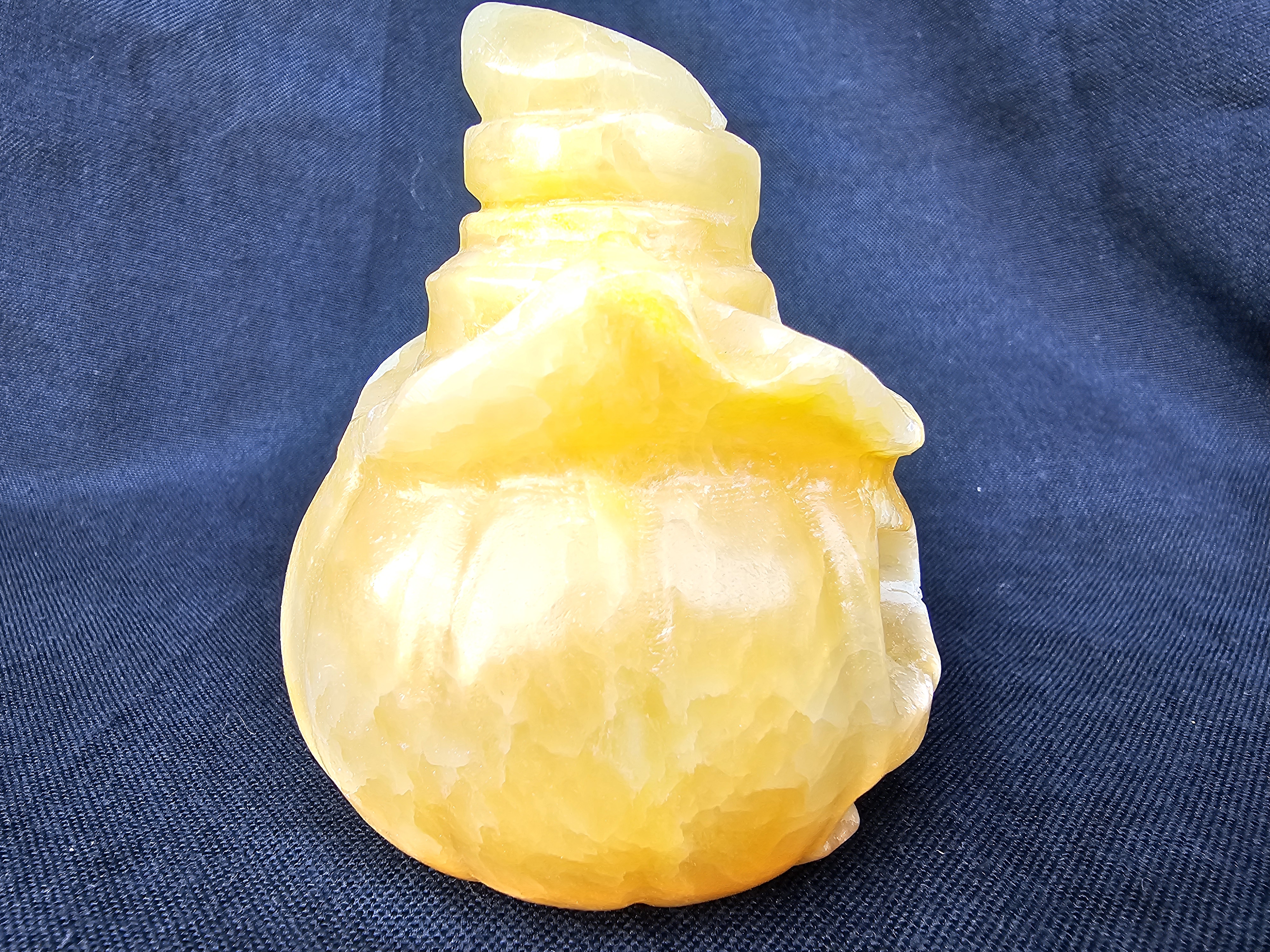 Hand-Carved Orange Calcite Jack-O-Lantern 