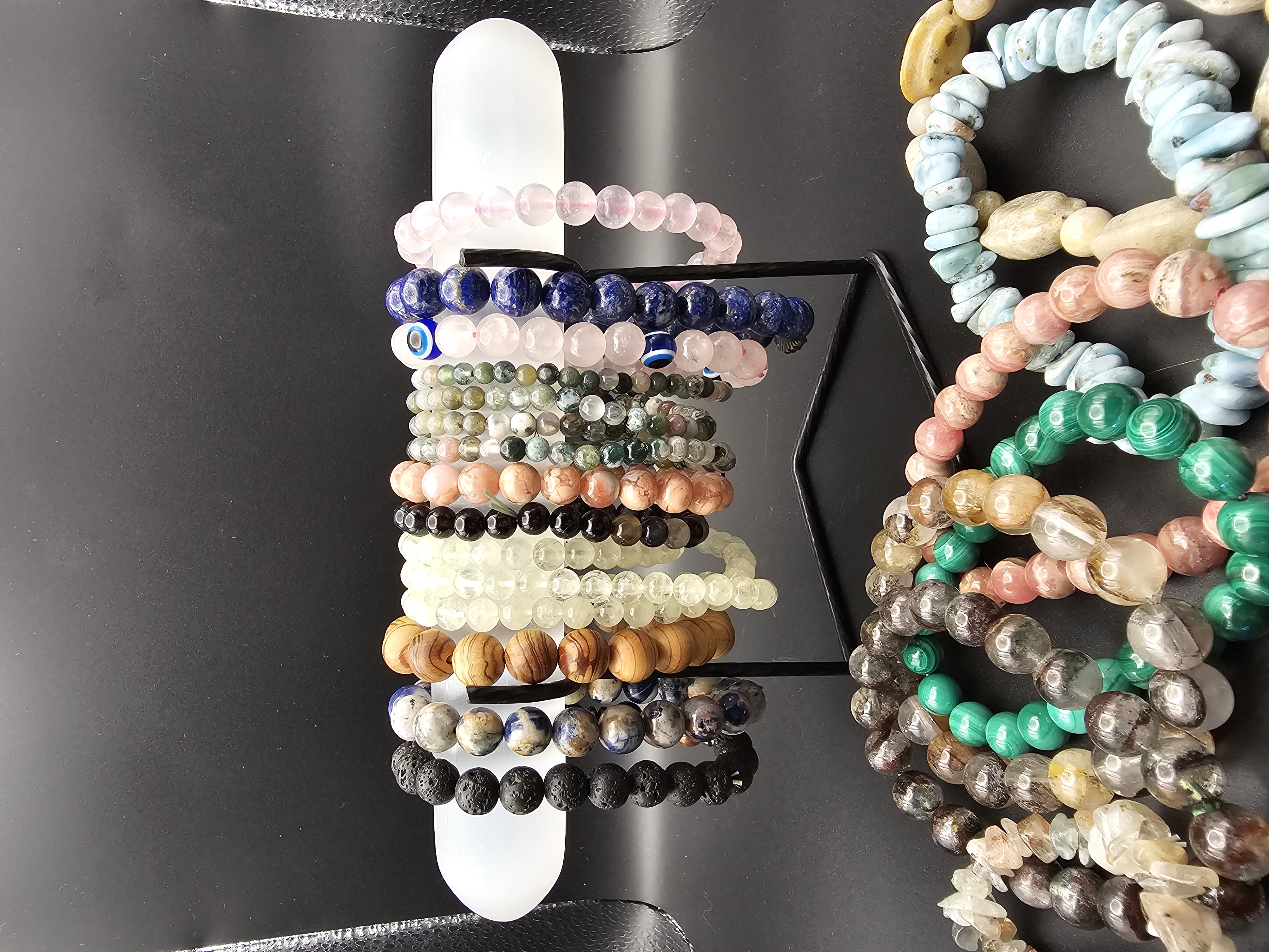 Beautiful Selenite Crystal Charging Wand with Metal Holder