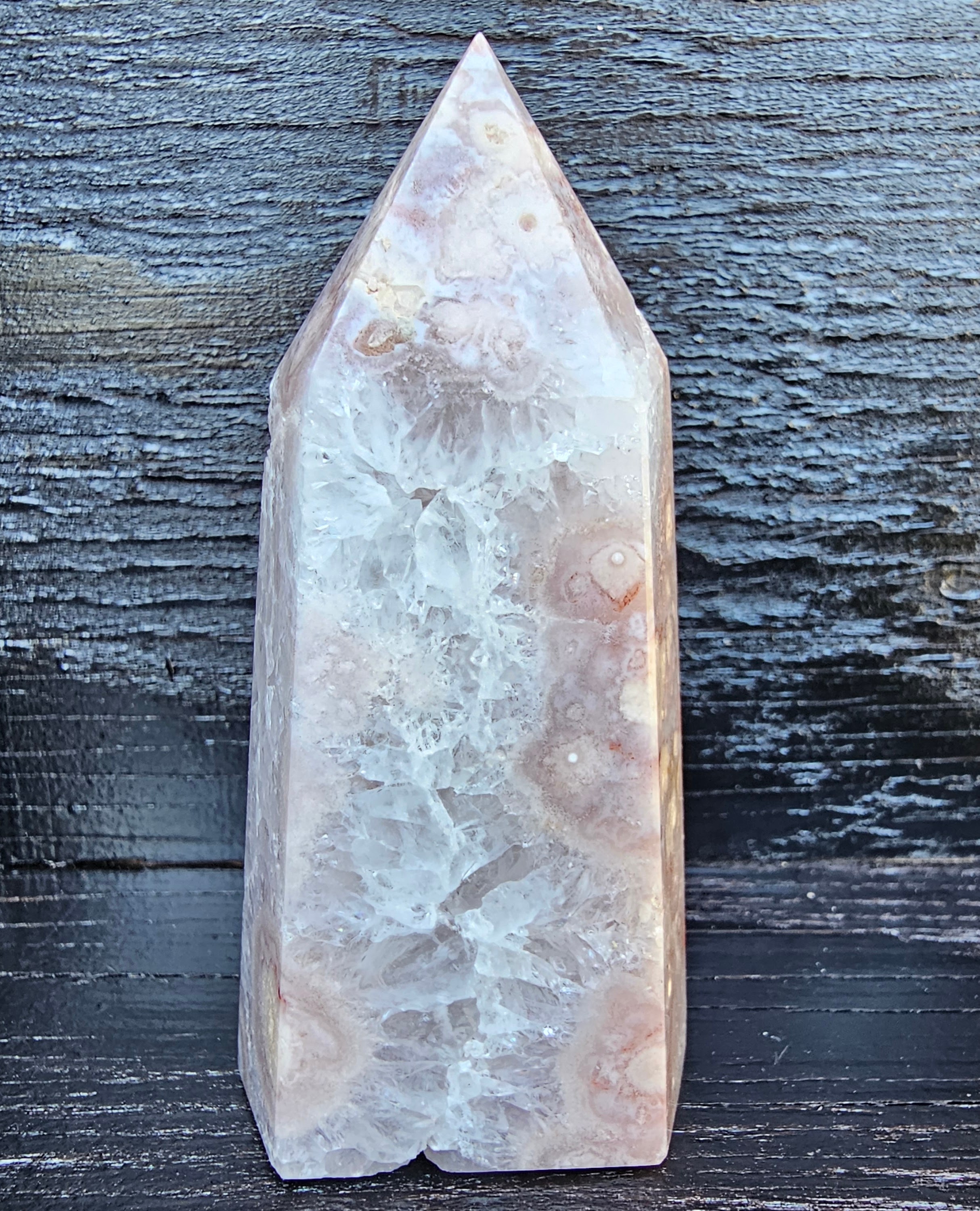 Pink Amethyst flower agate obelisk