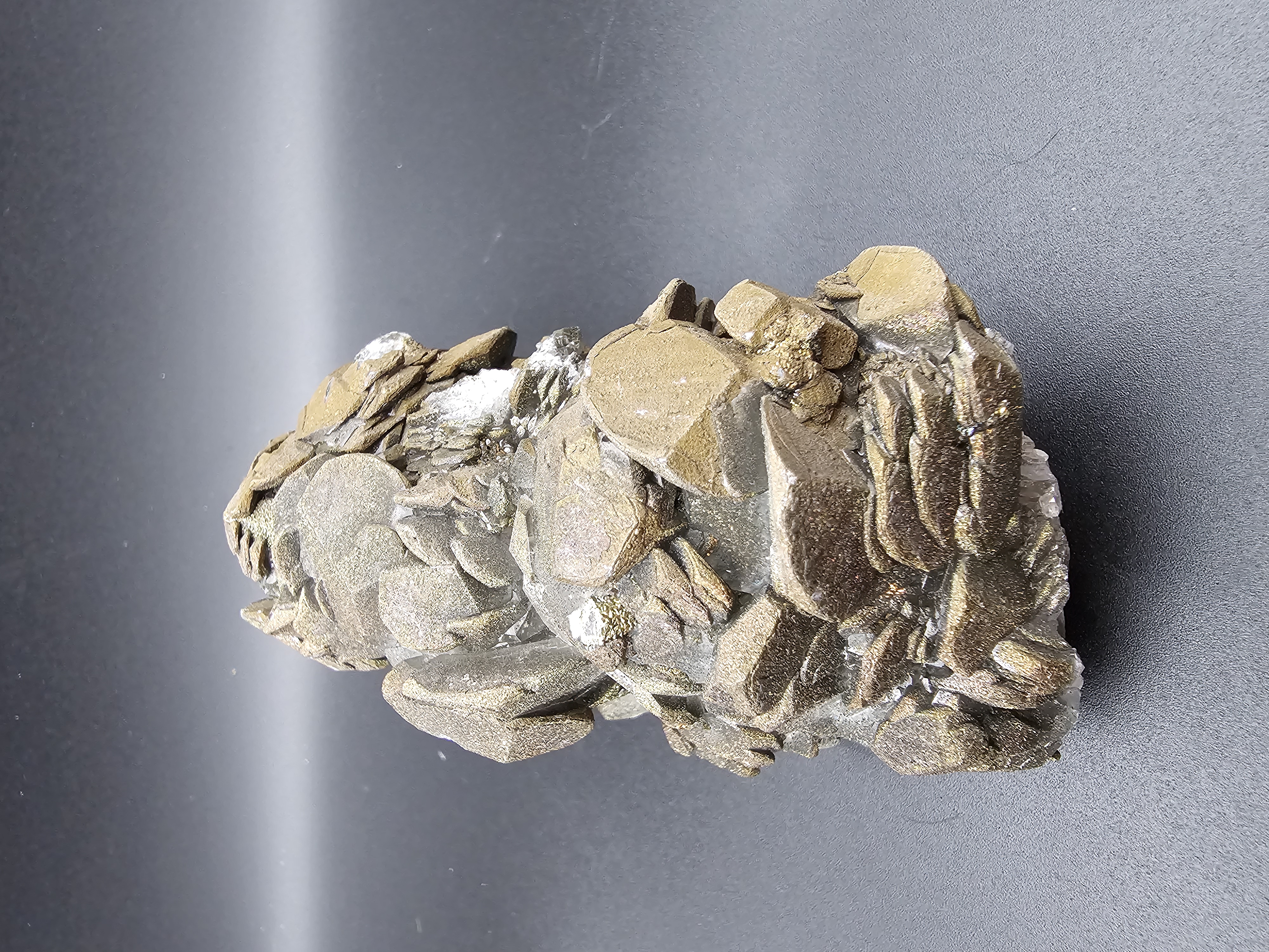 Unusual Bench Calcite with Pyrite, Chalcopyrite. 