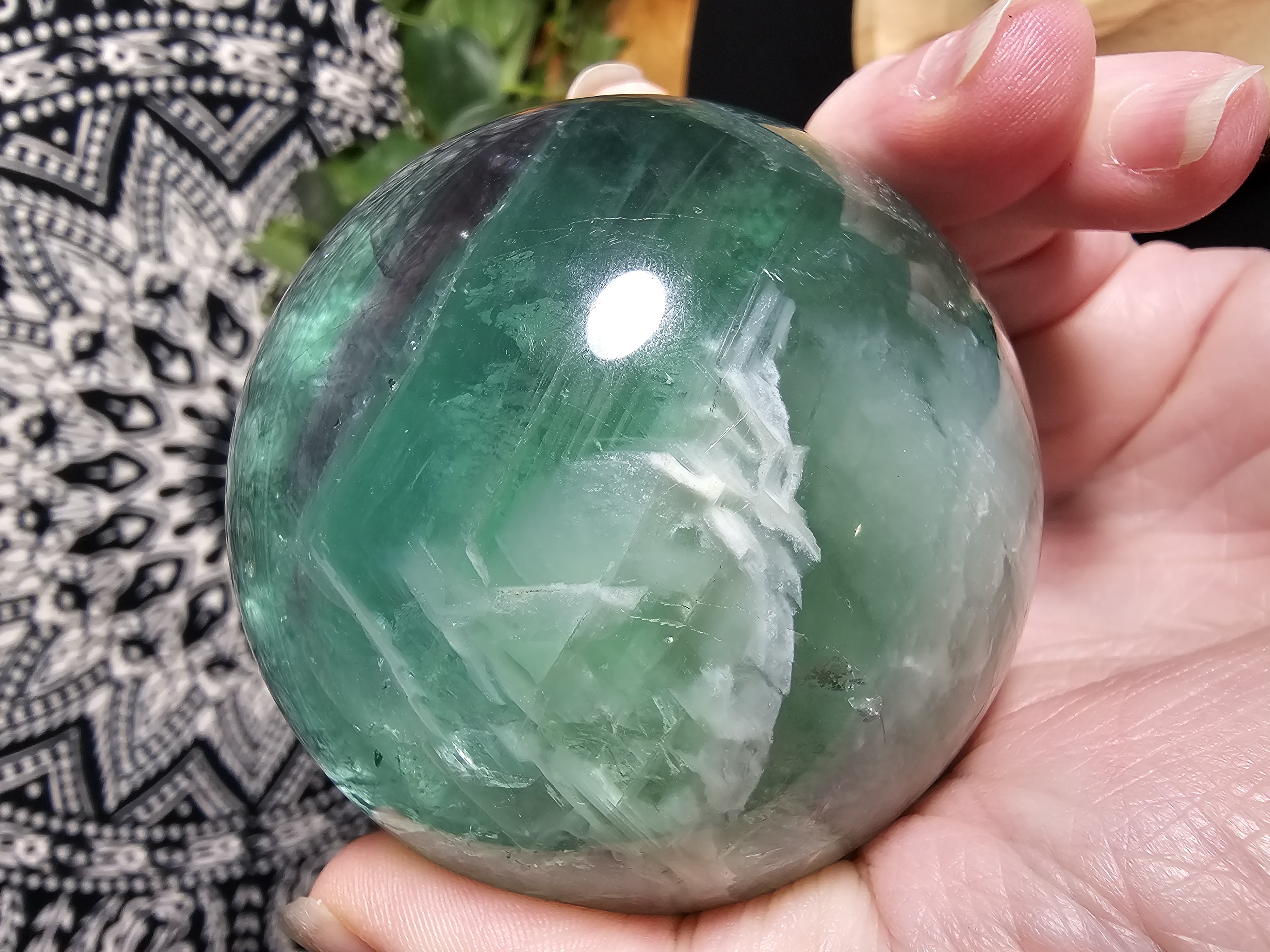 Spectacular Lake Blue Rainbow Fluorite Sphere! 