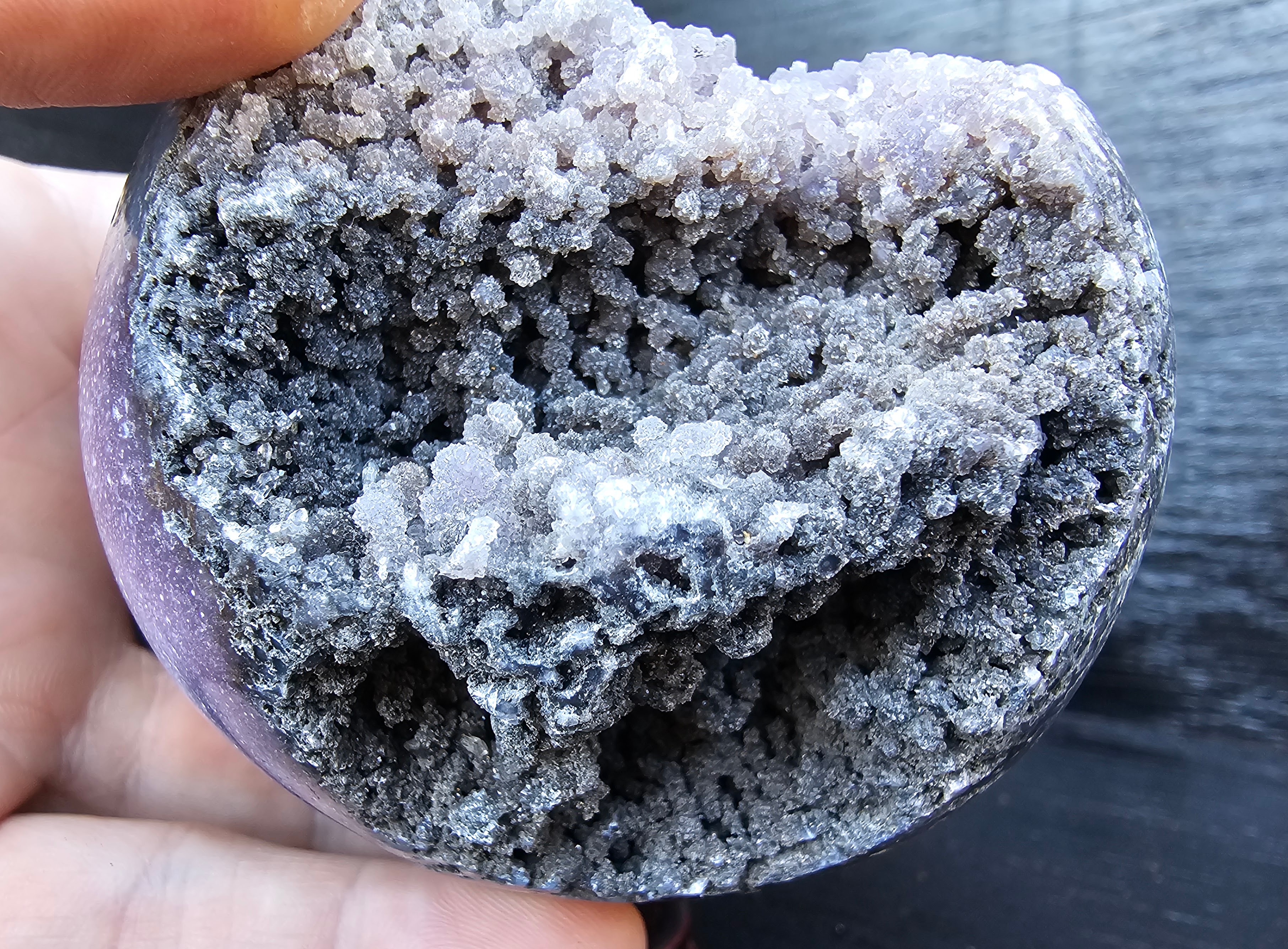 Large, beautiful grape agate sphere