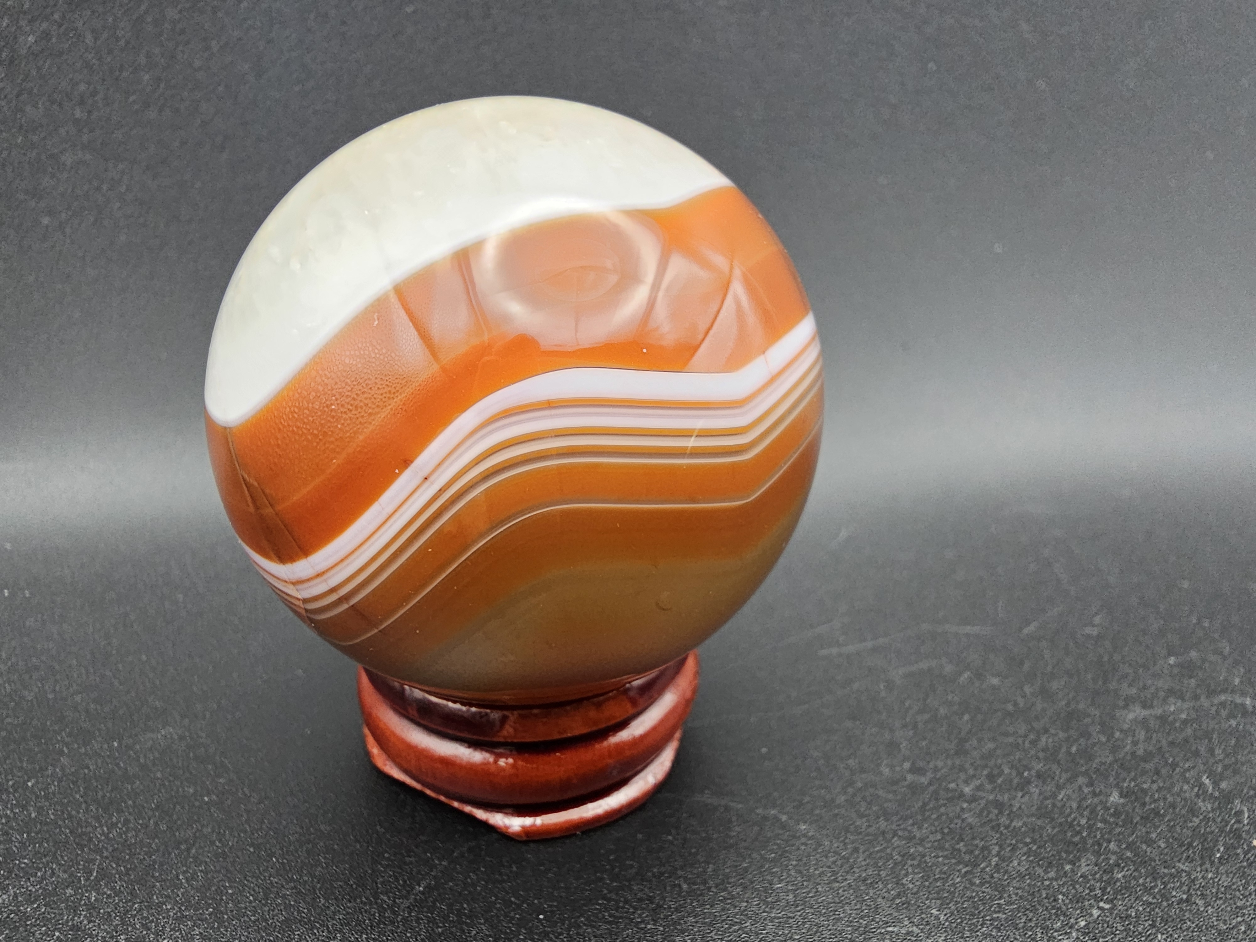 This Carnelian Quartz Sphere Has Incredible Details! 