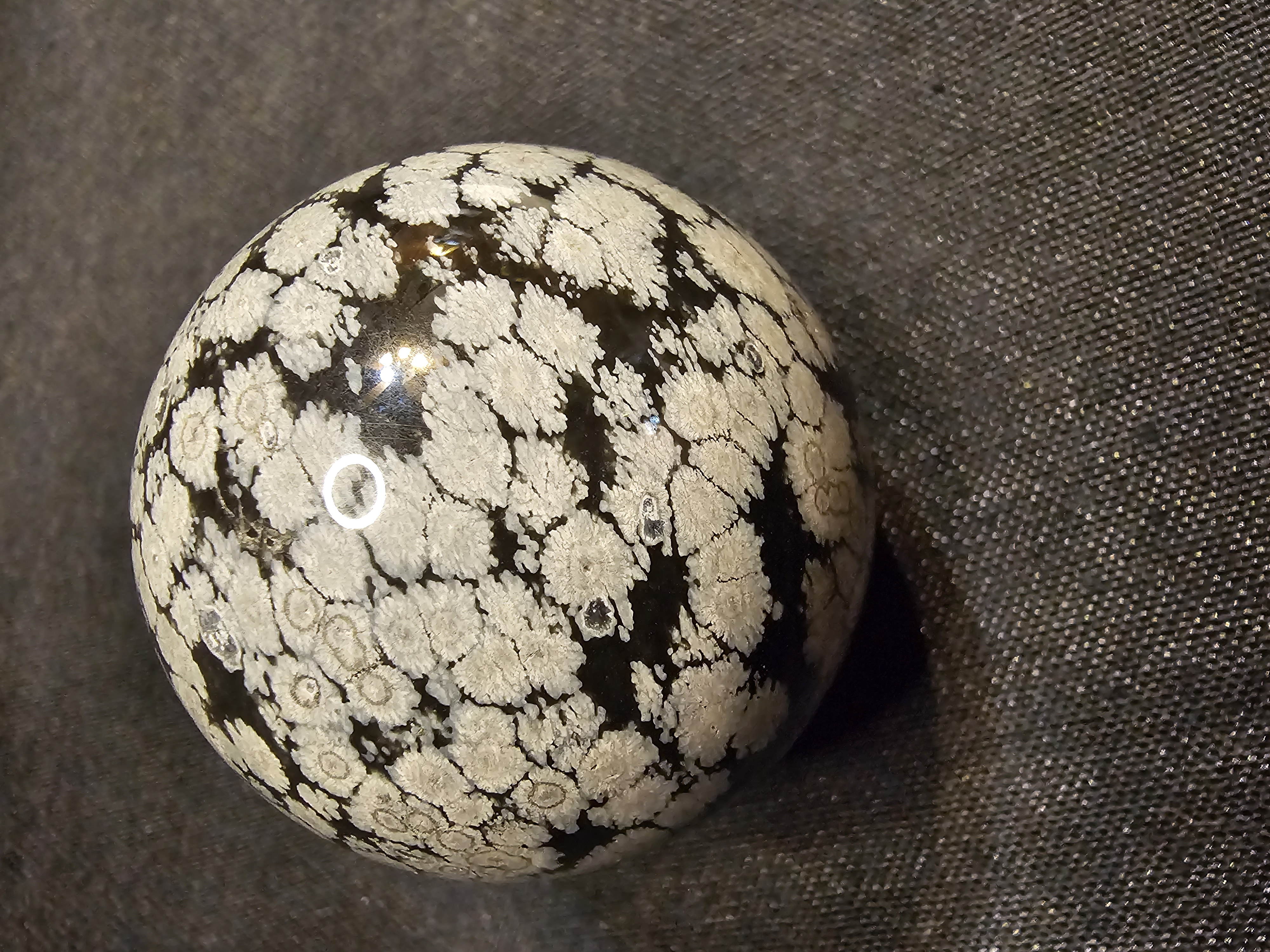 Stunning 2 inch Snowflake obsidian sphere