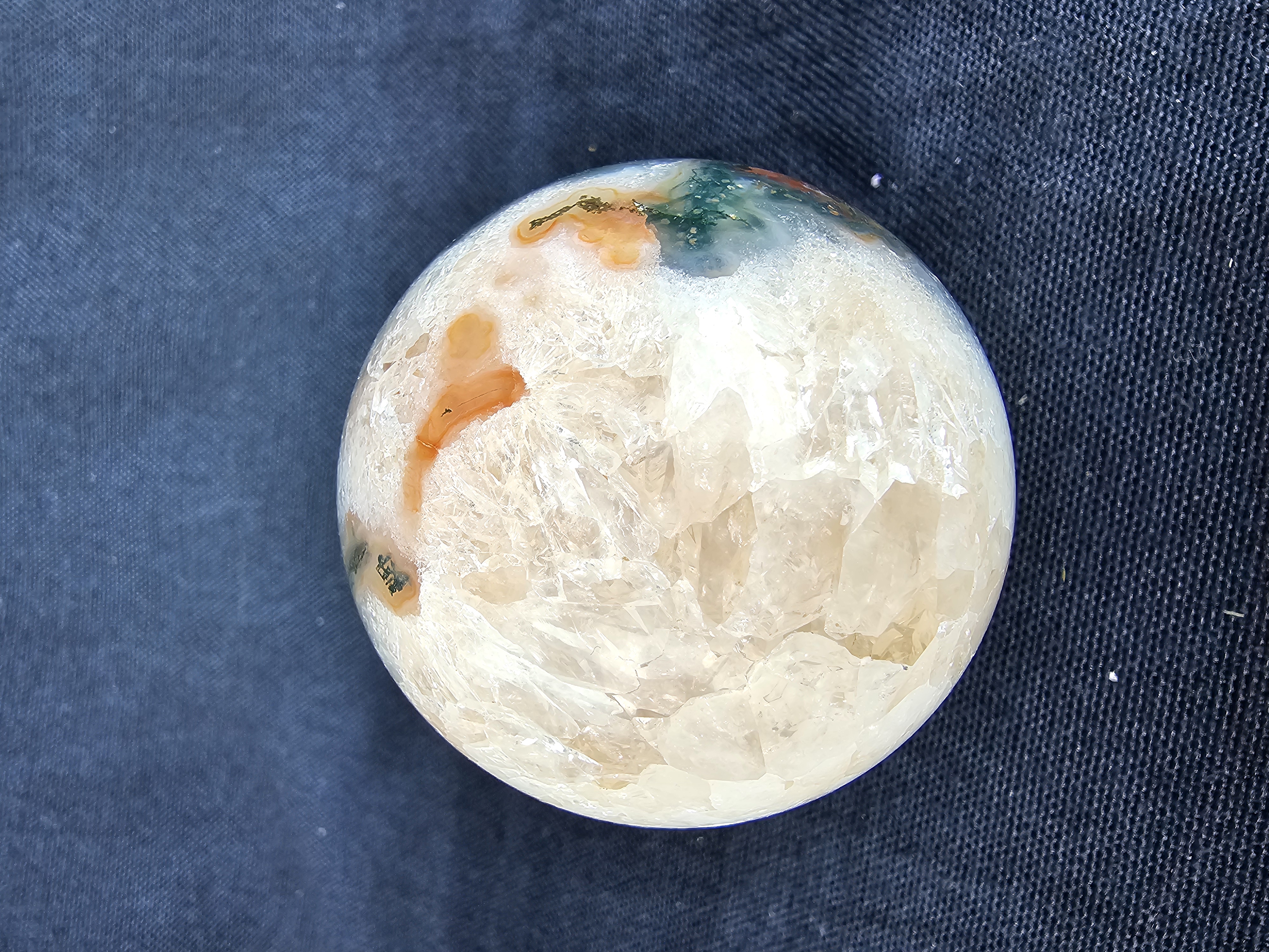 Amazing and unusual red moss agate sphere!