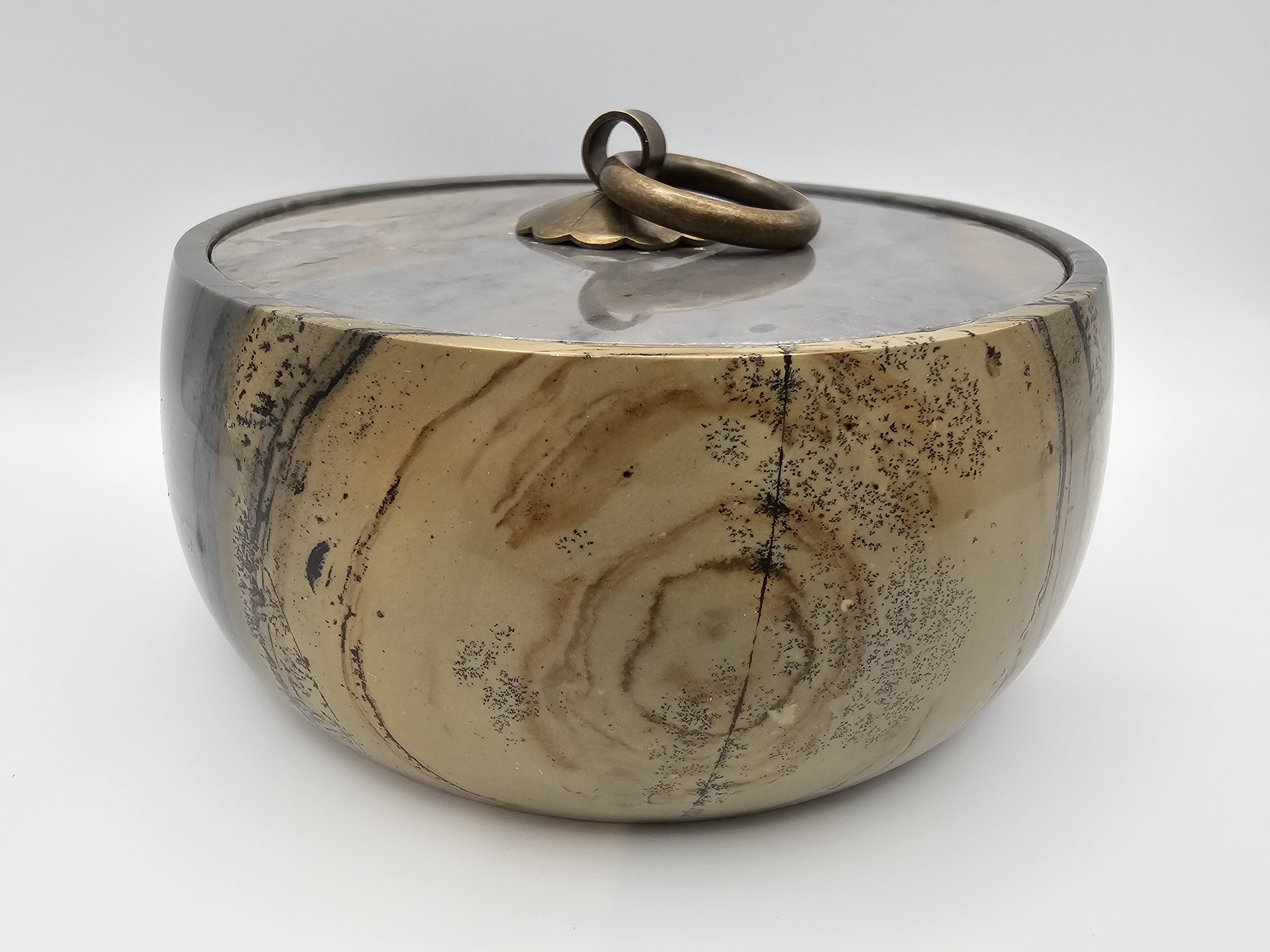 Marbled Picture jasper dish with lid