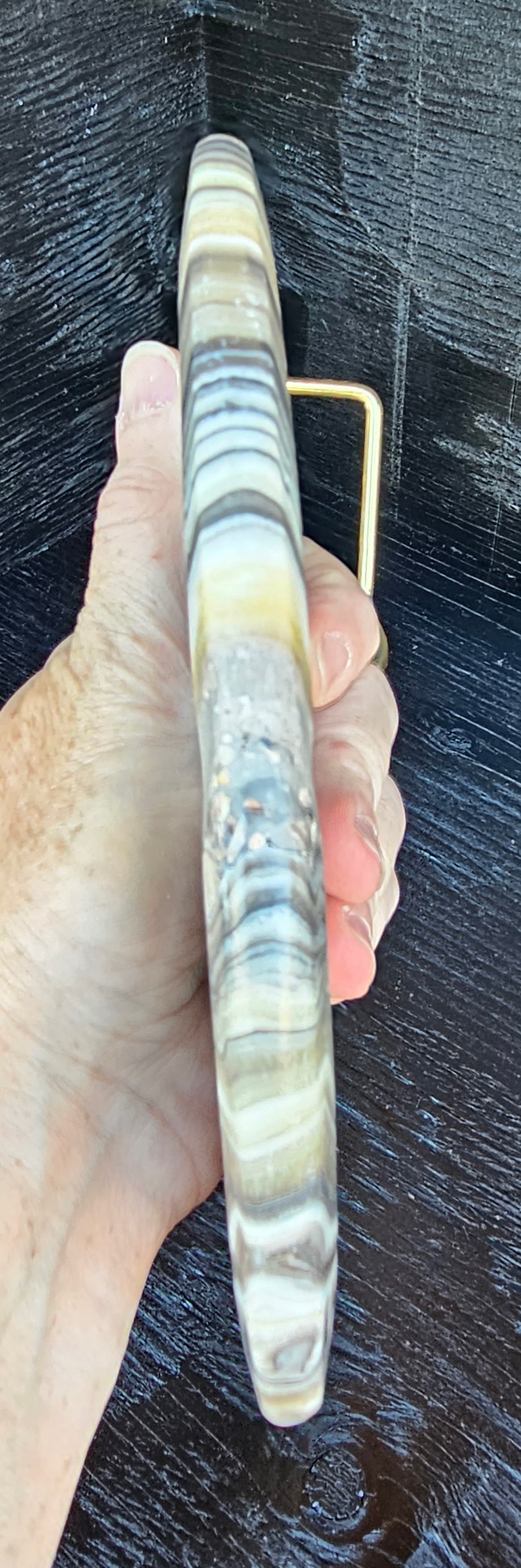 Absolutely stunning banded calcite crescent moon