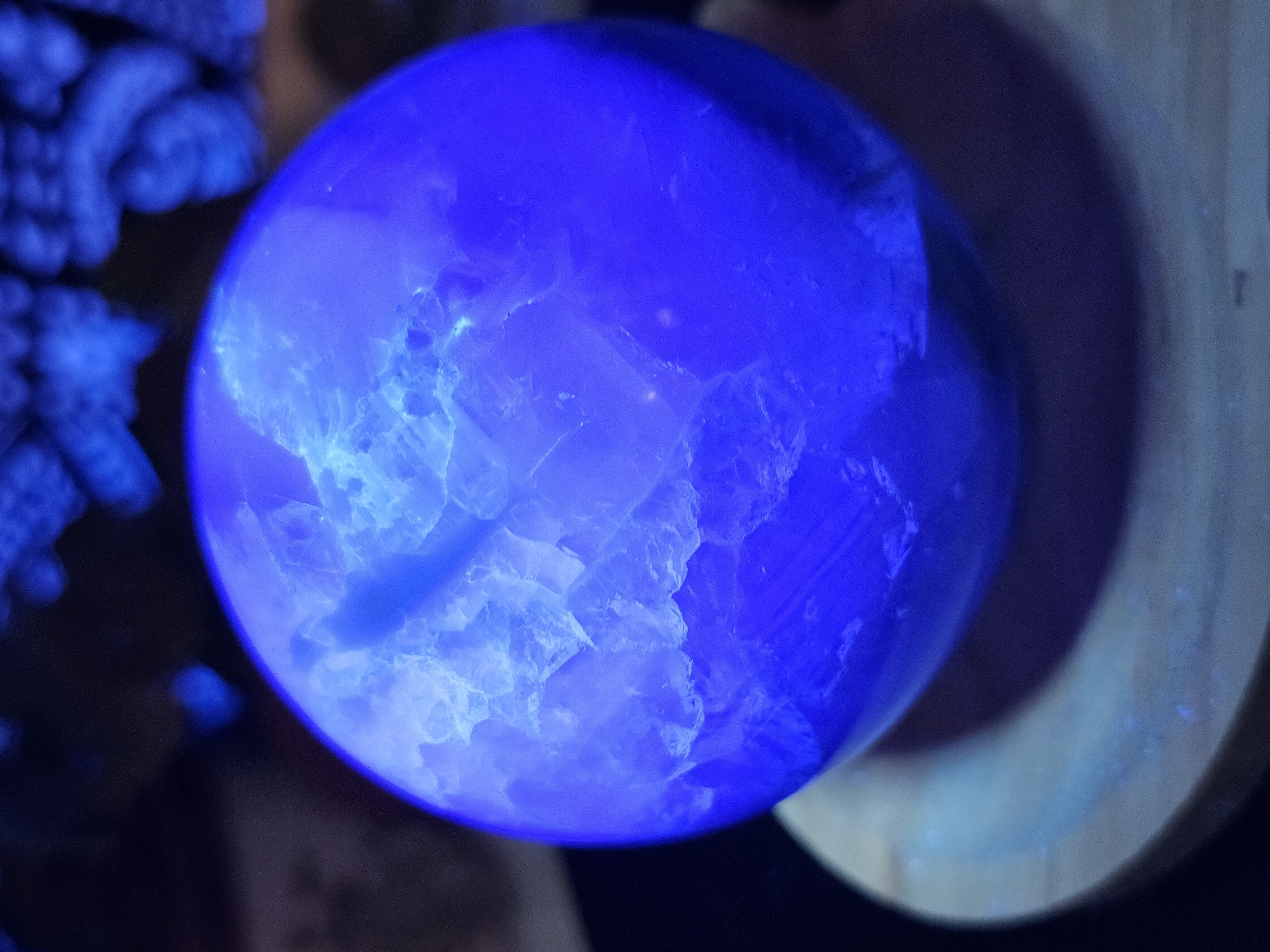 Spectacular Lake Blue Rainbow Fluorite Sphere! 