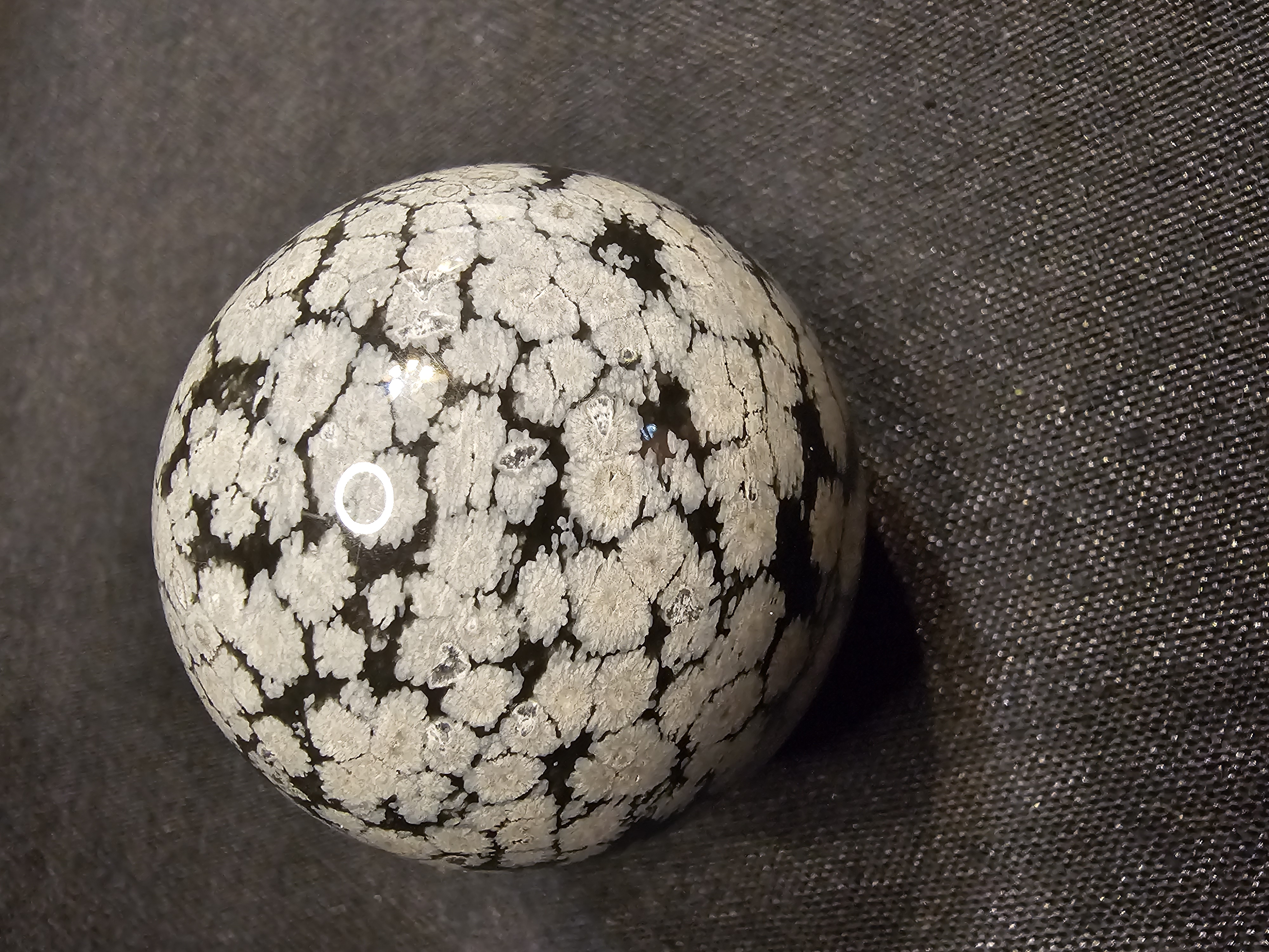 Stunning 2 inch Snowflake obsidian sphere