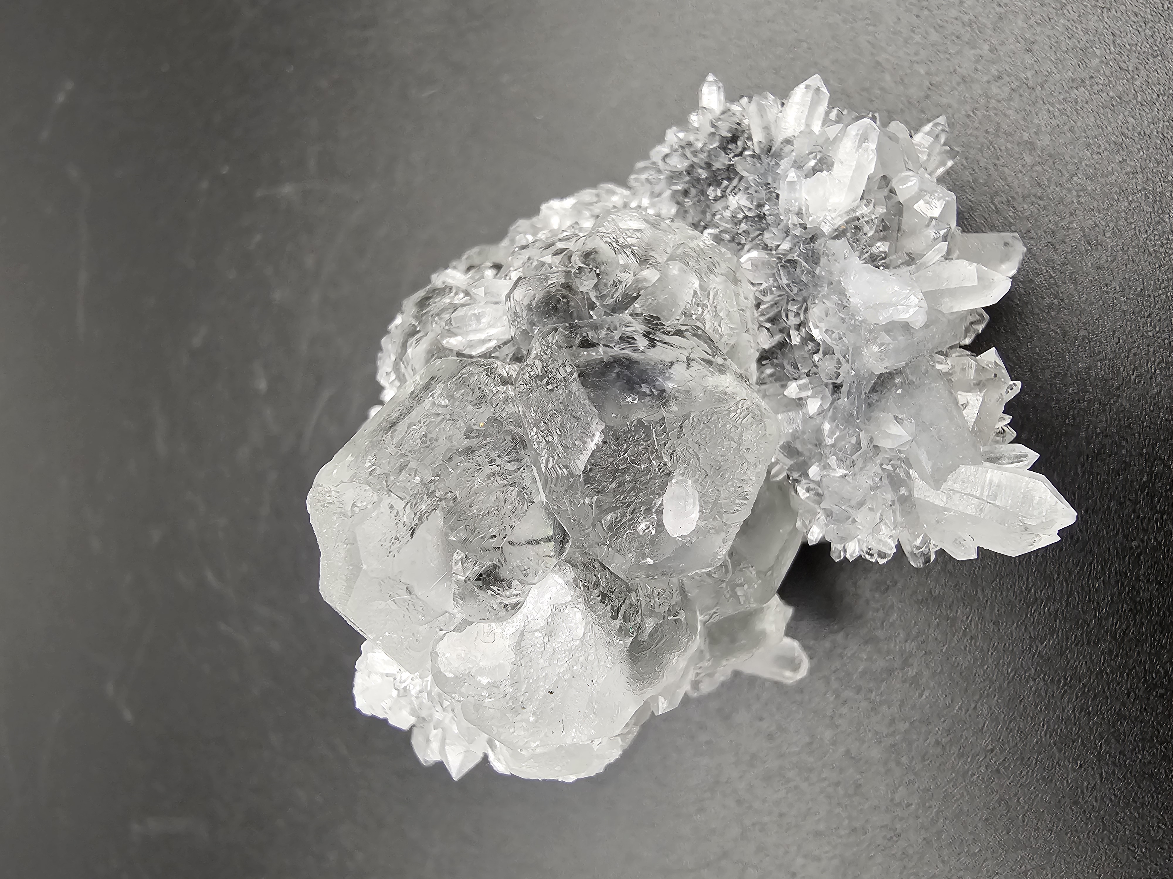 Unusual and Rare Clear Fluorite and Quartz with Hematite Matrix