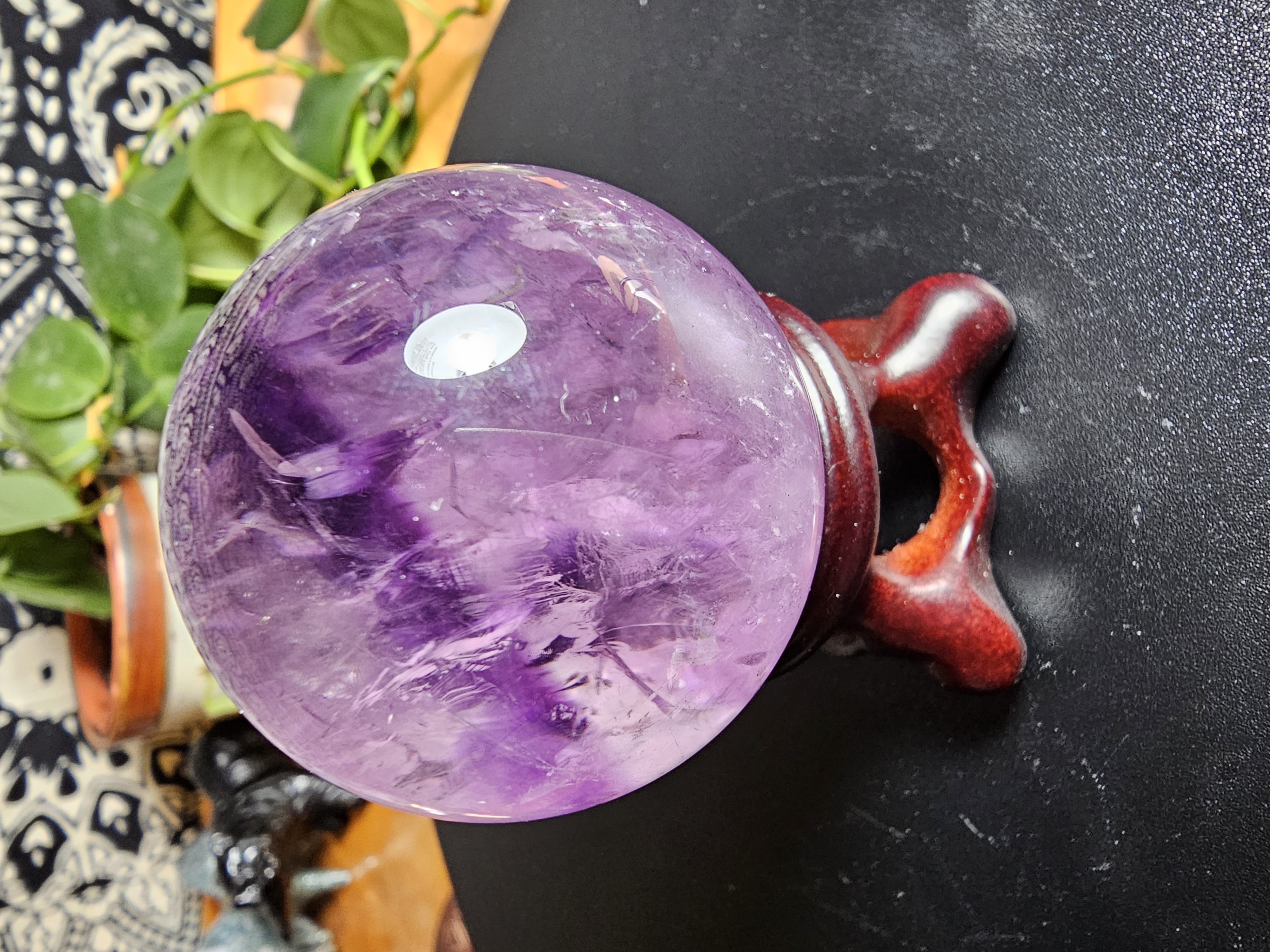 Amazing, Super Clear Amethyst Sphere With Chevron Band and Tons Of Flash!