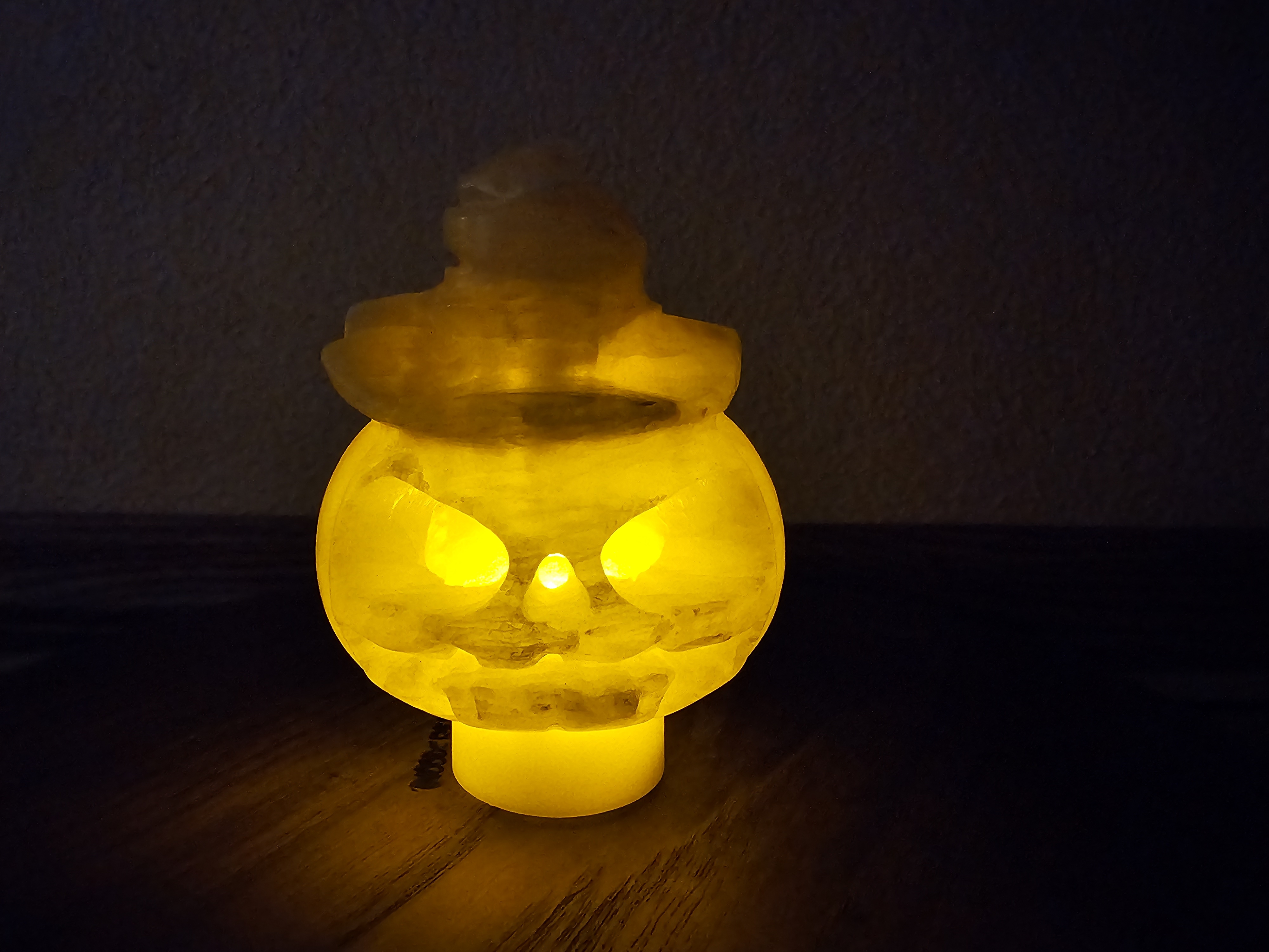 Hand-Carved Orange Calcite Jack-O-Lantern 