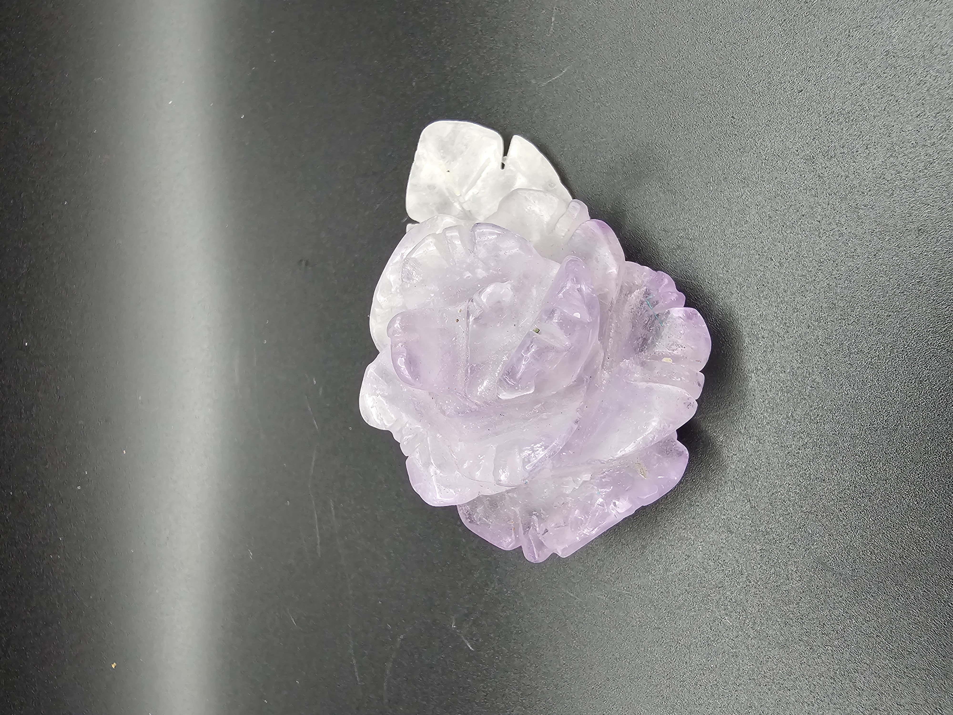Beautiful, Detailed Amethyst Rose Carving