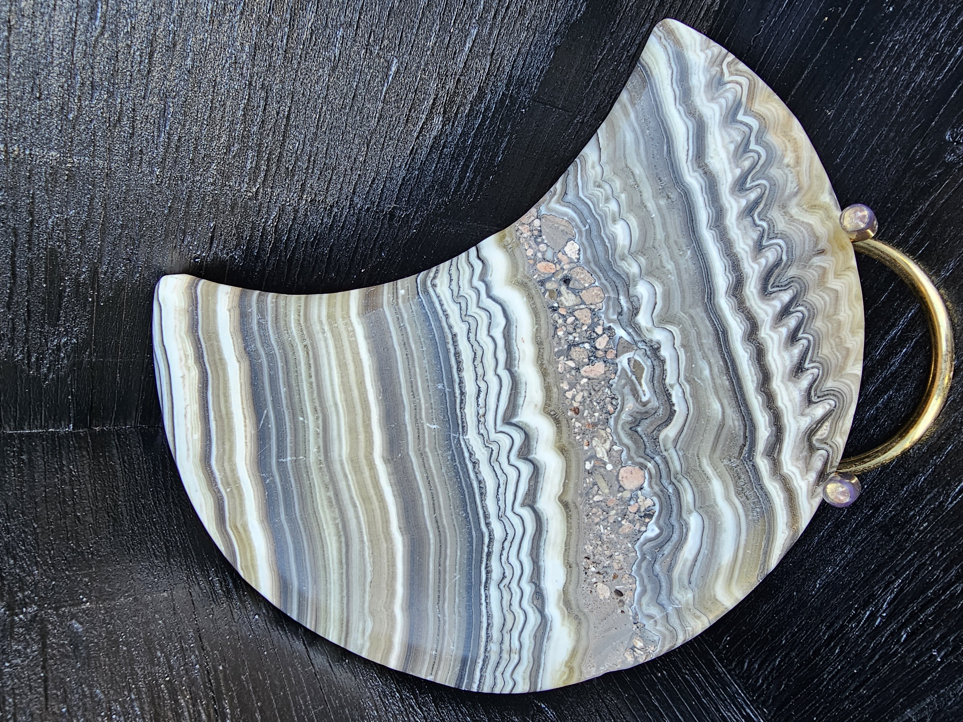 Absolutely stunning banded calcite crescent moon