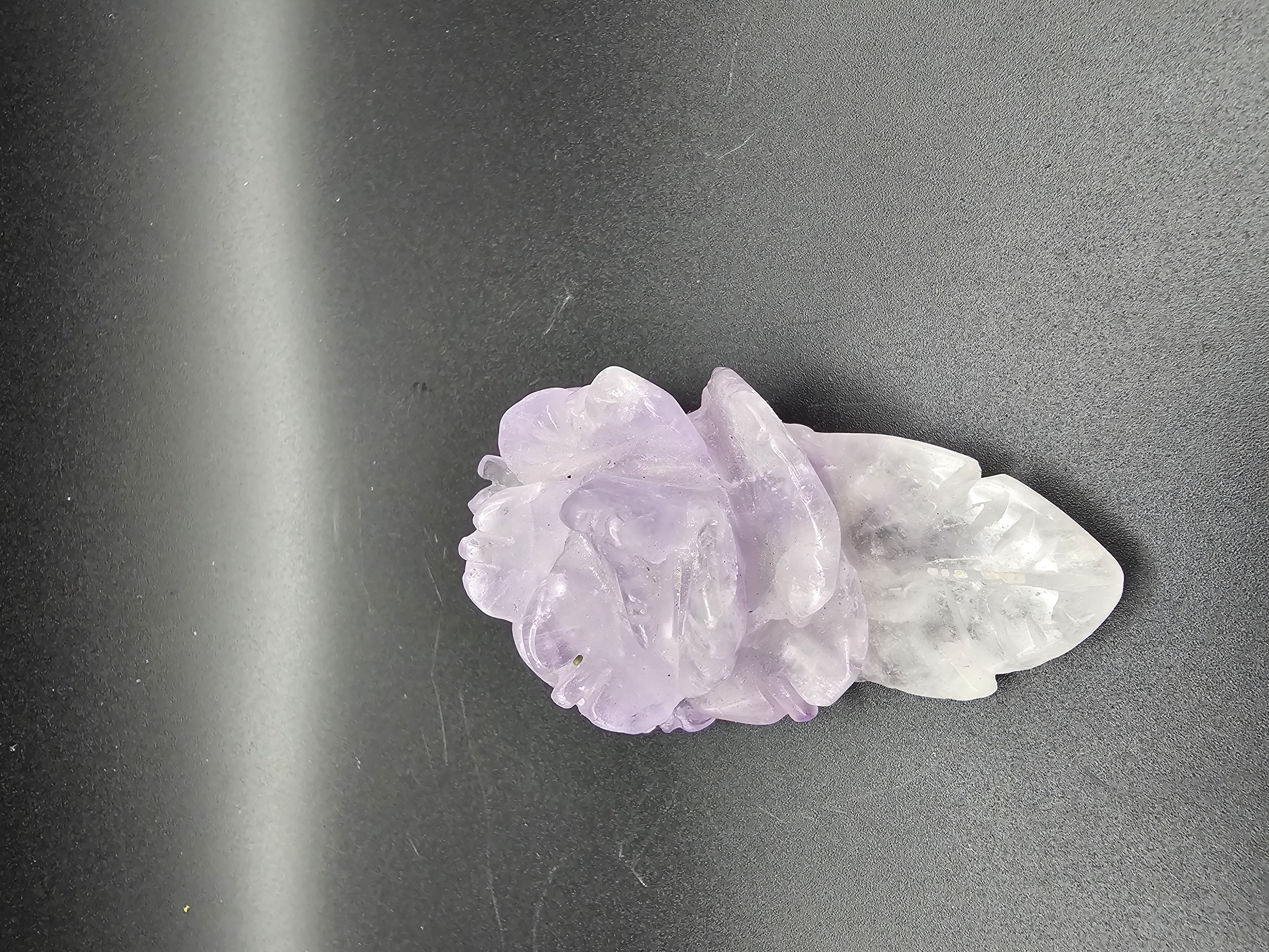 Beautiful, Detailed Amethyst Rose Carving