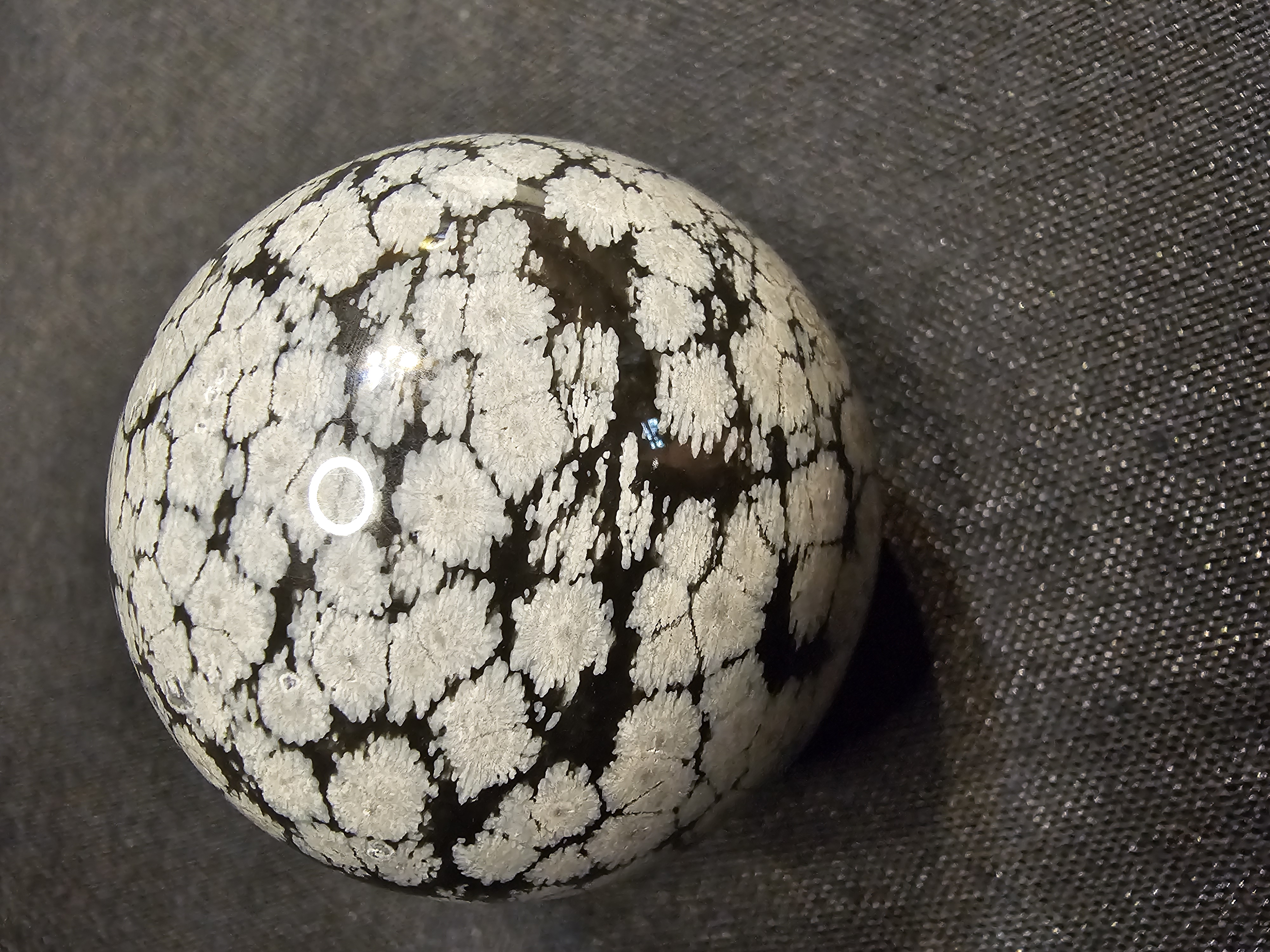 Stunning 2 inch Snowflake obsidian sphere