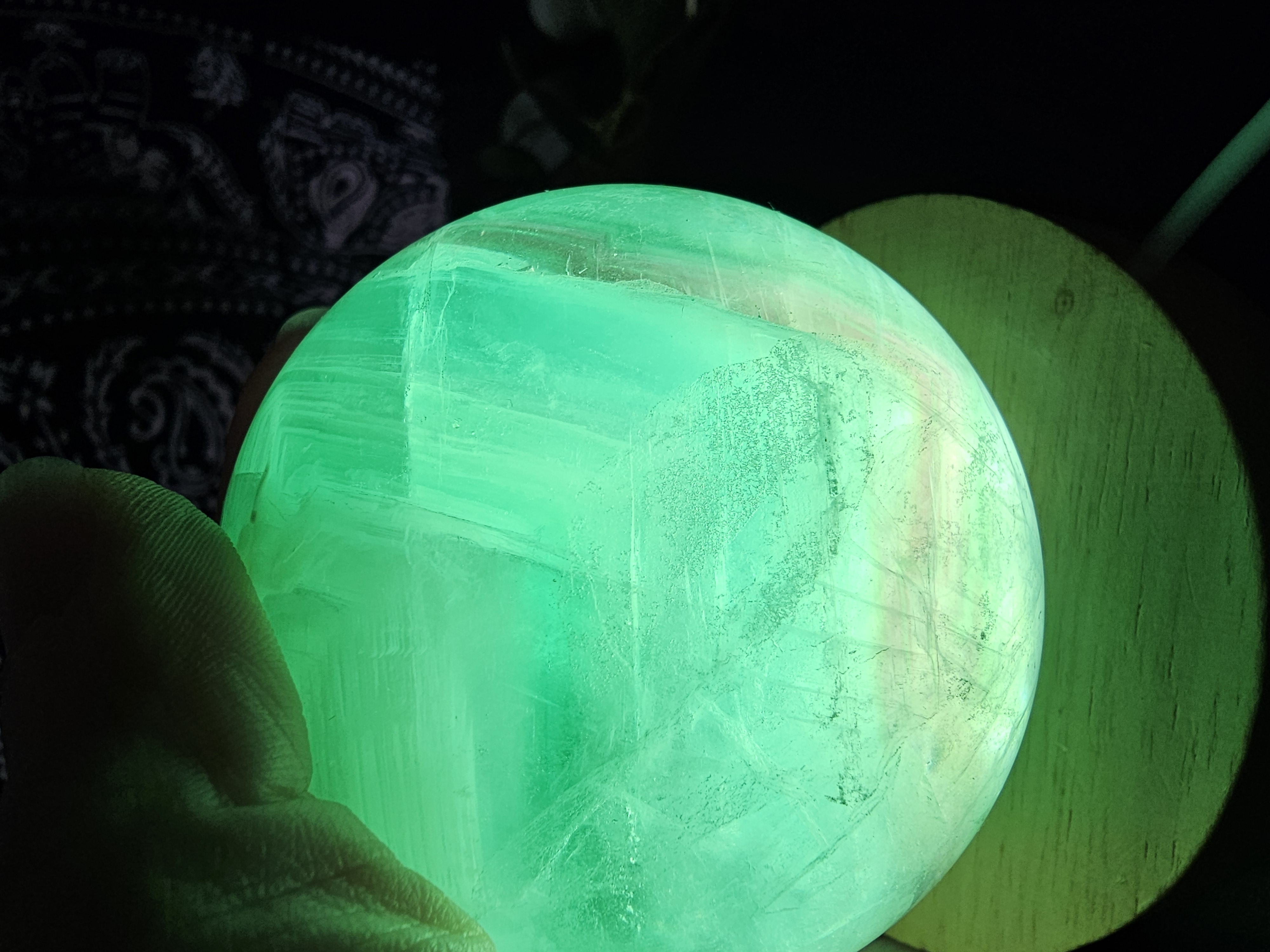 Spectacular Lake Blue Rainbow Fluorite Sphere! 