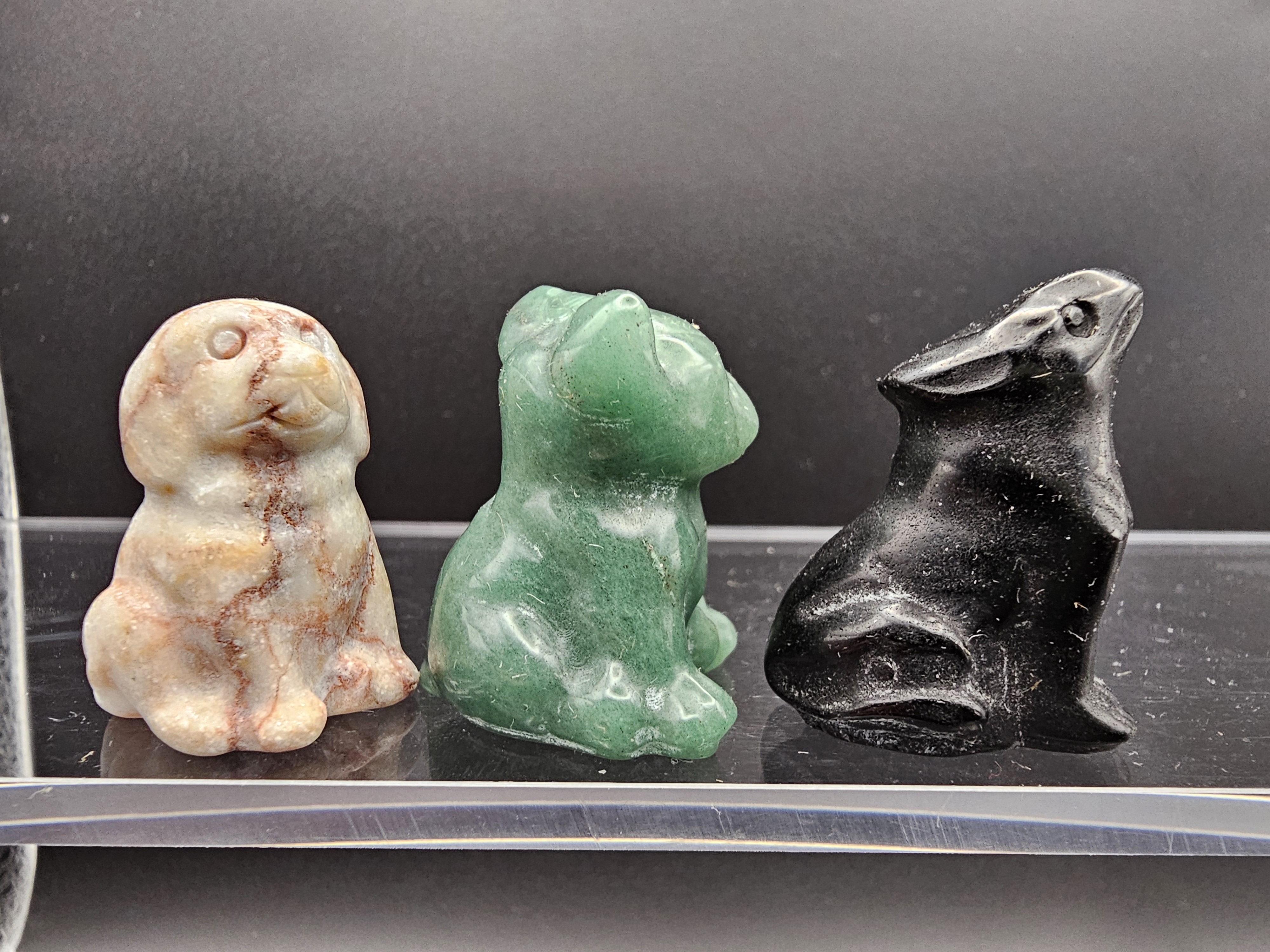 Adorable Crystal Dog Set. One lab, one bully, one shepherd. Or husky, or wolf.