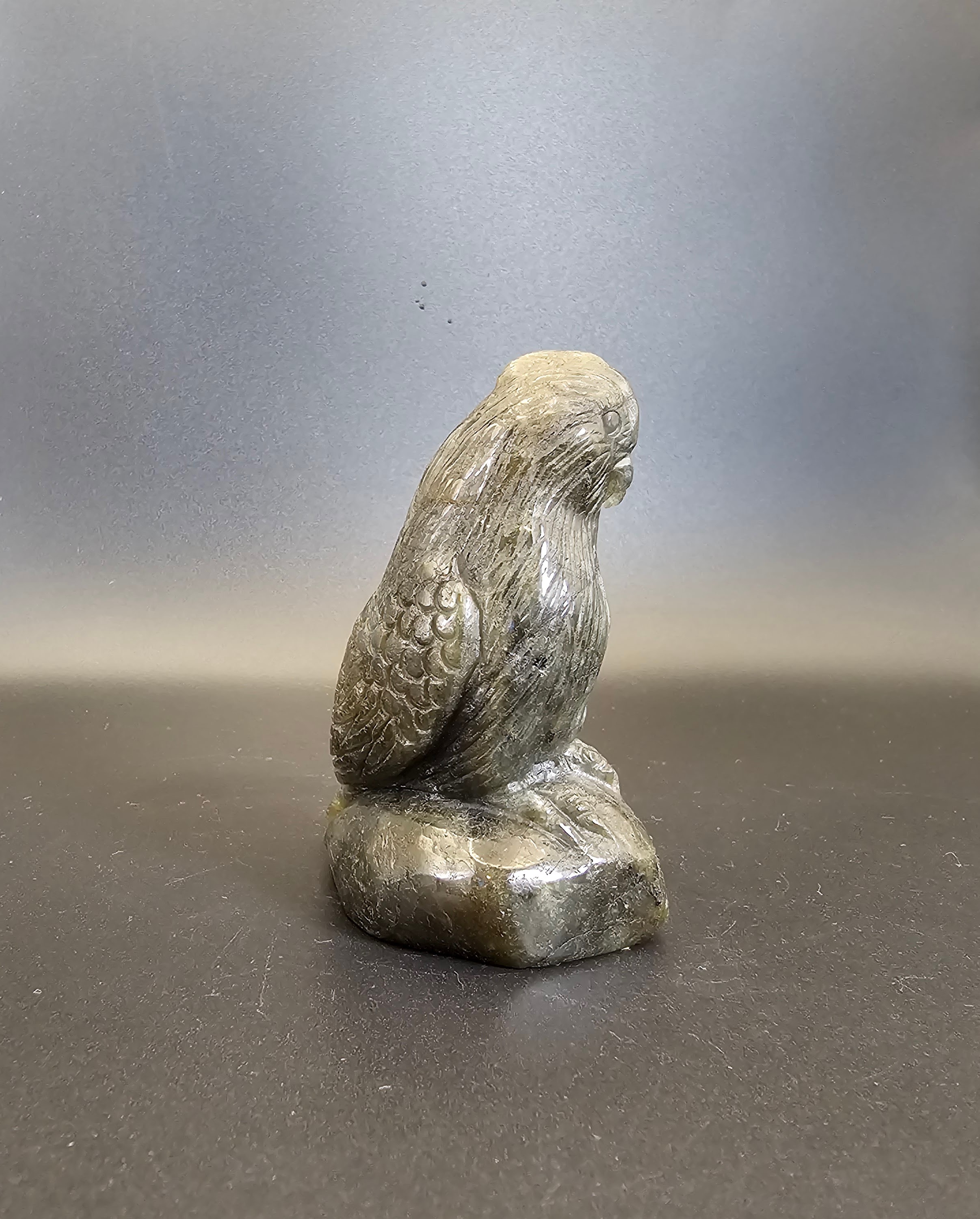 Hand Carved Labradorite Parakeet