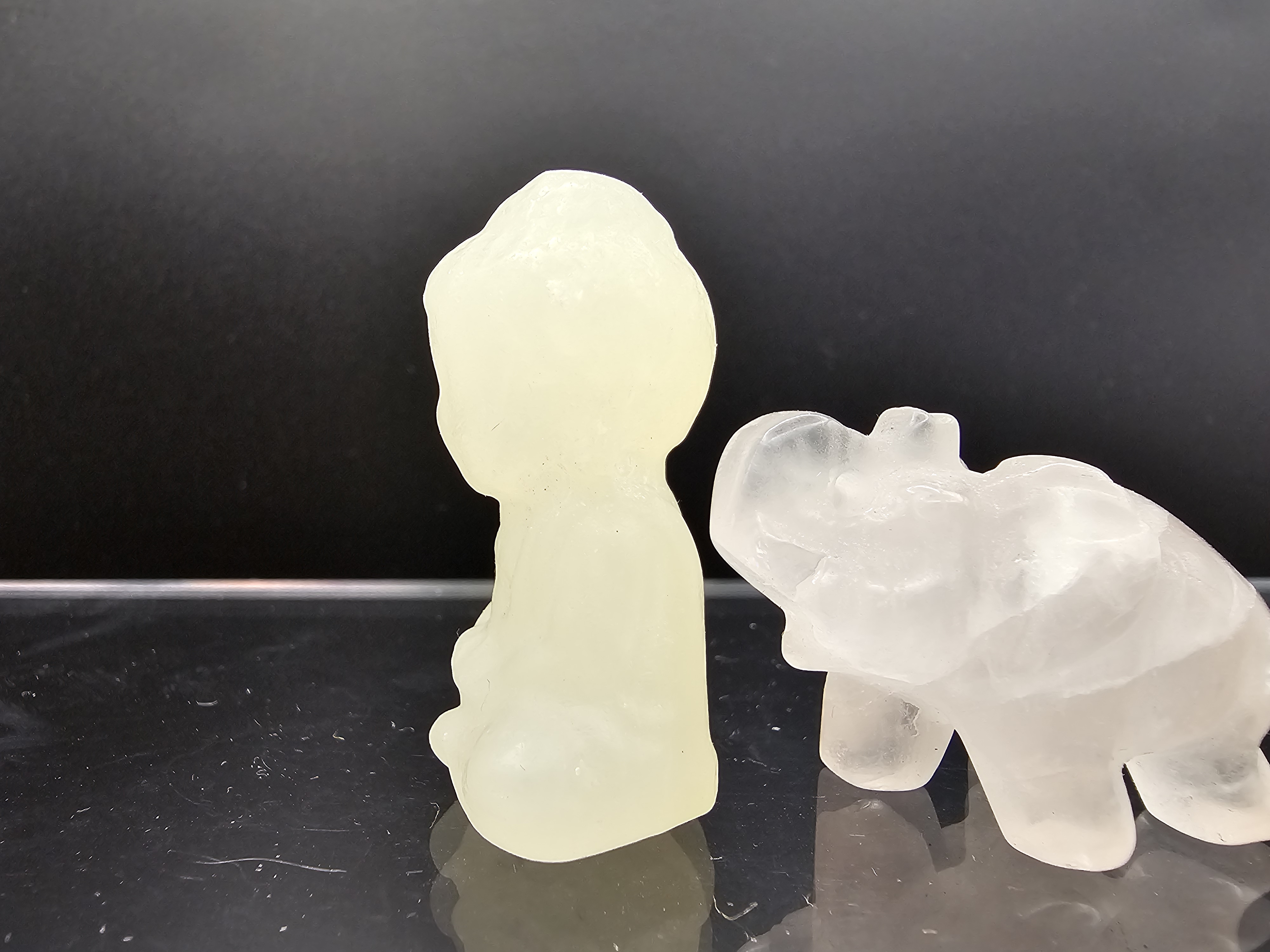 Meditating Buddha and Rose Quartz Elephant set