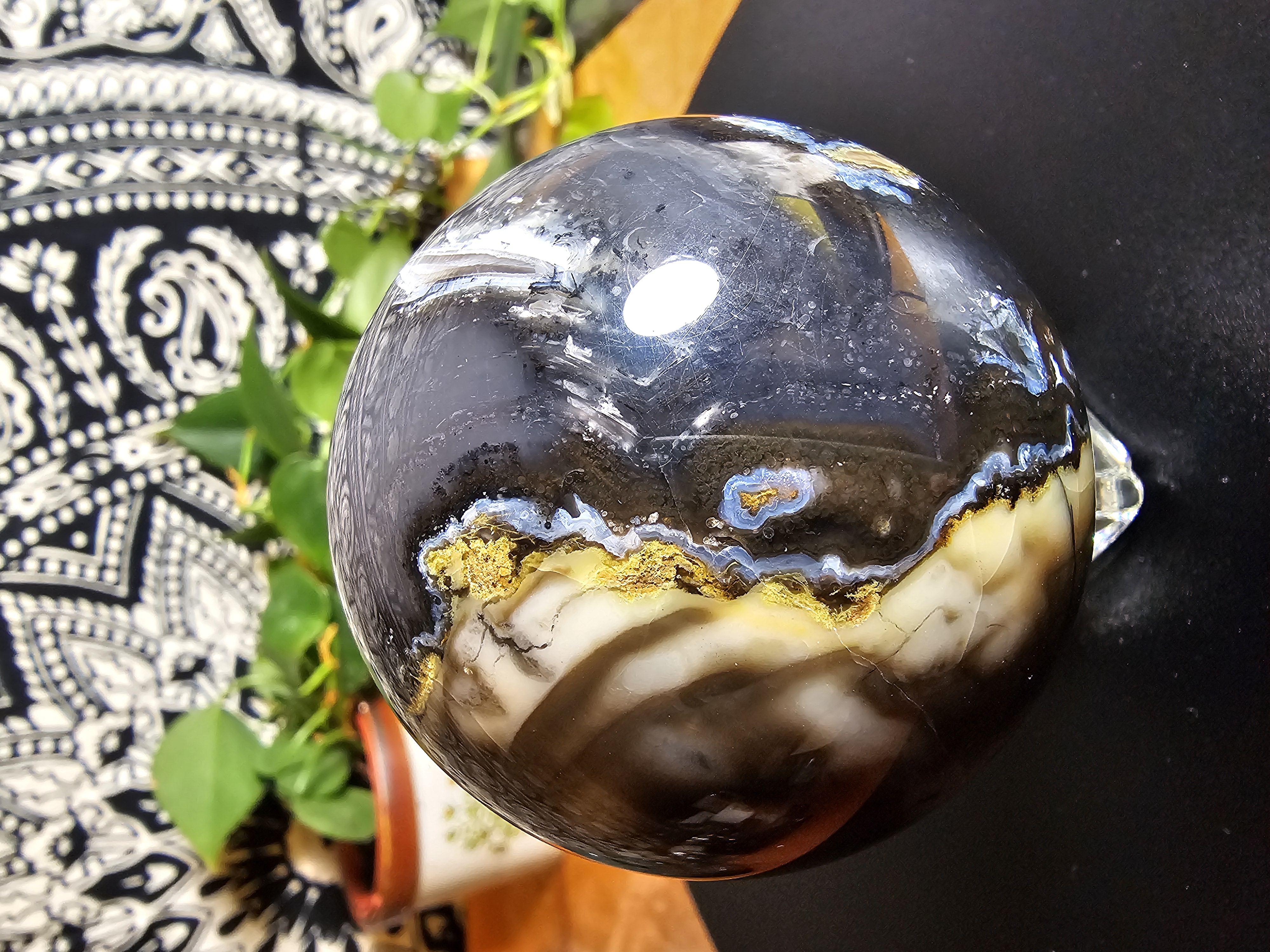 Great UV Volcano agate sphere!
