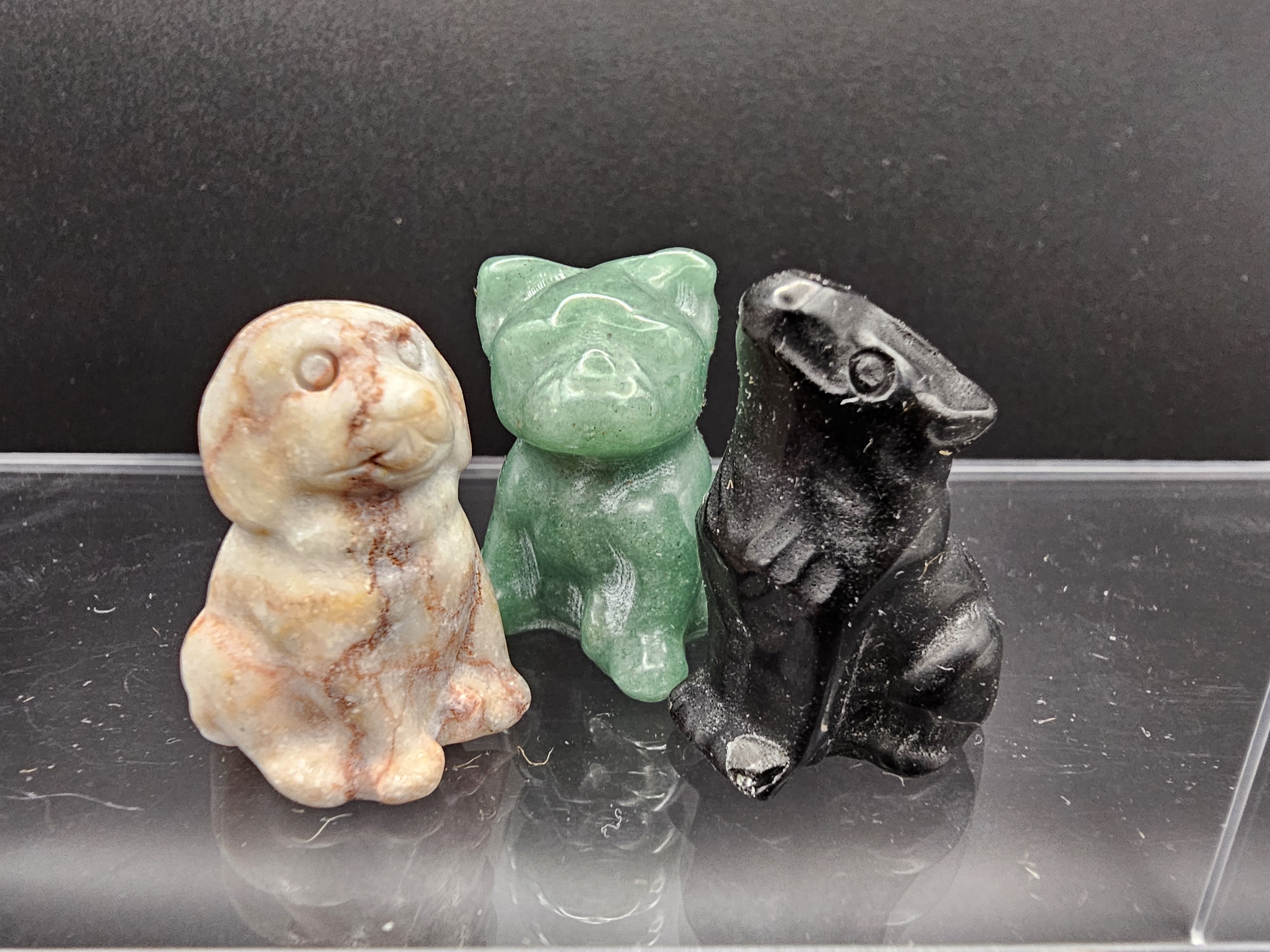  Adorable Crystal Dog Set. One lab, one bully, one shepherd. Or husky, or wolf.