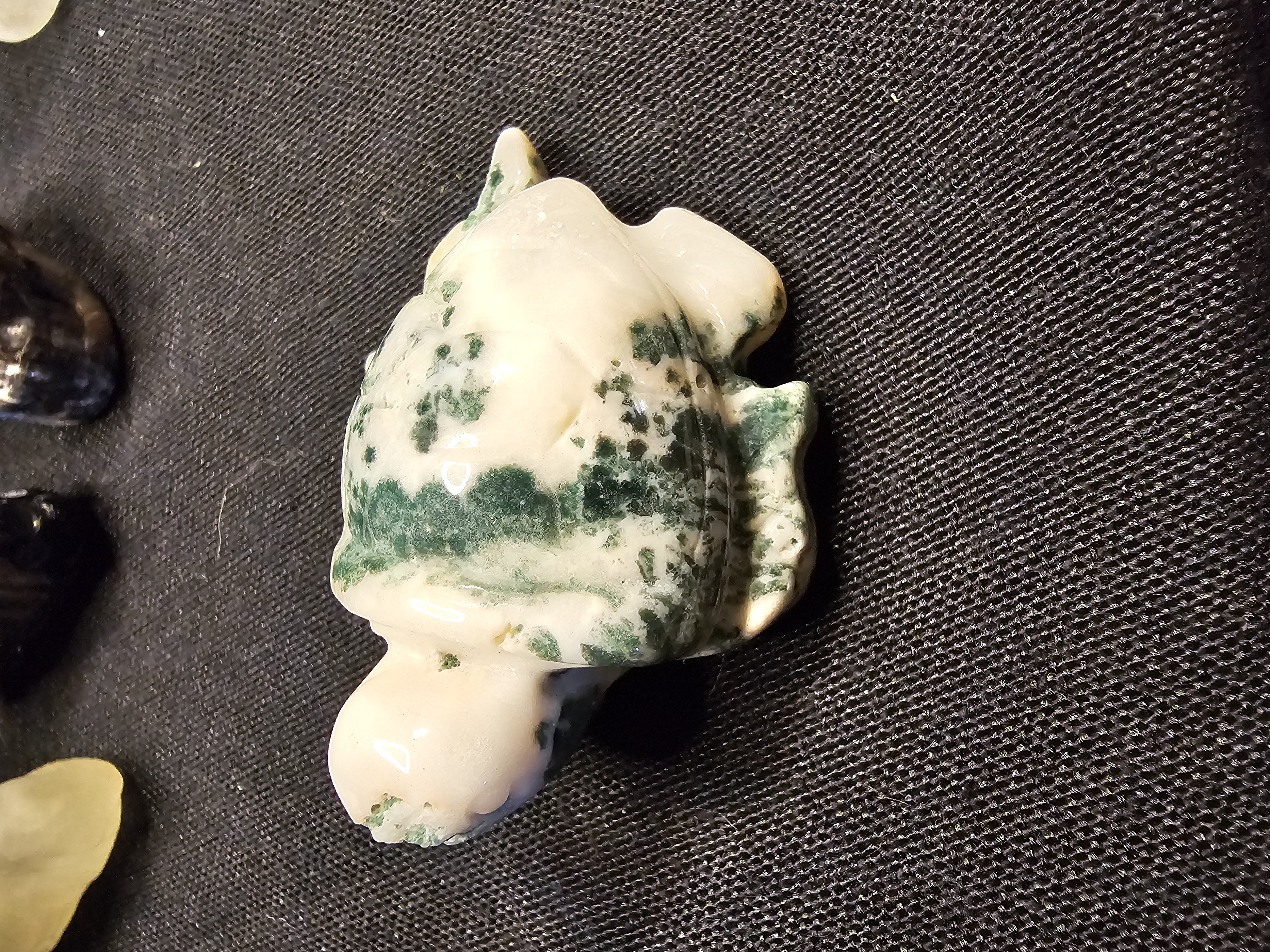 Adorable, detailed green moss agate sea turtle
