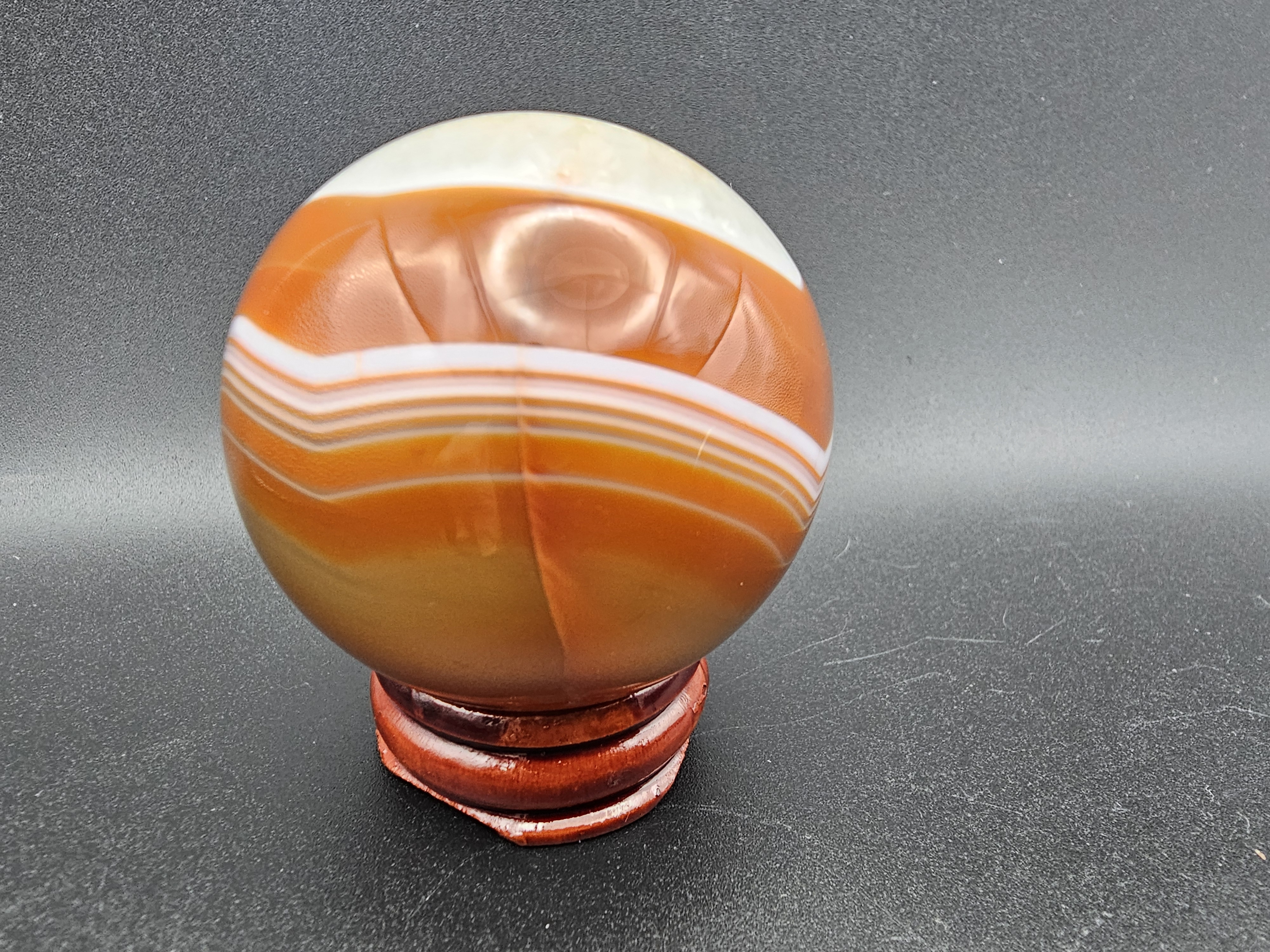 This Carnelian Quartz Sphere Has Incredible Details! 
