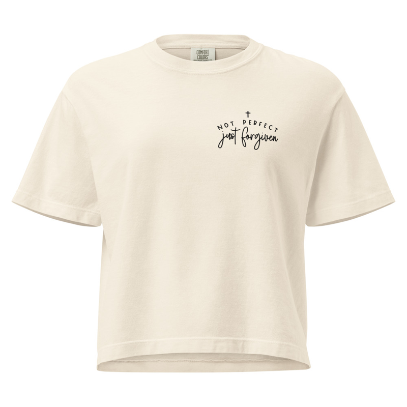 Women’s heavyweight Boxy Tee "Not Perfect Just Forgiven" 